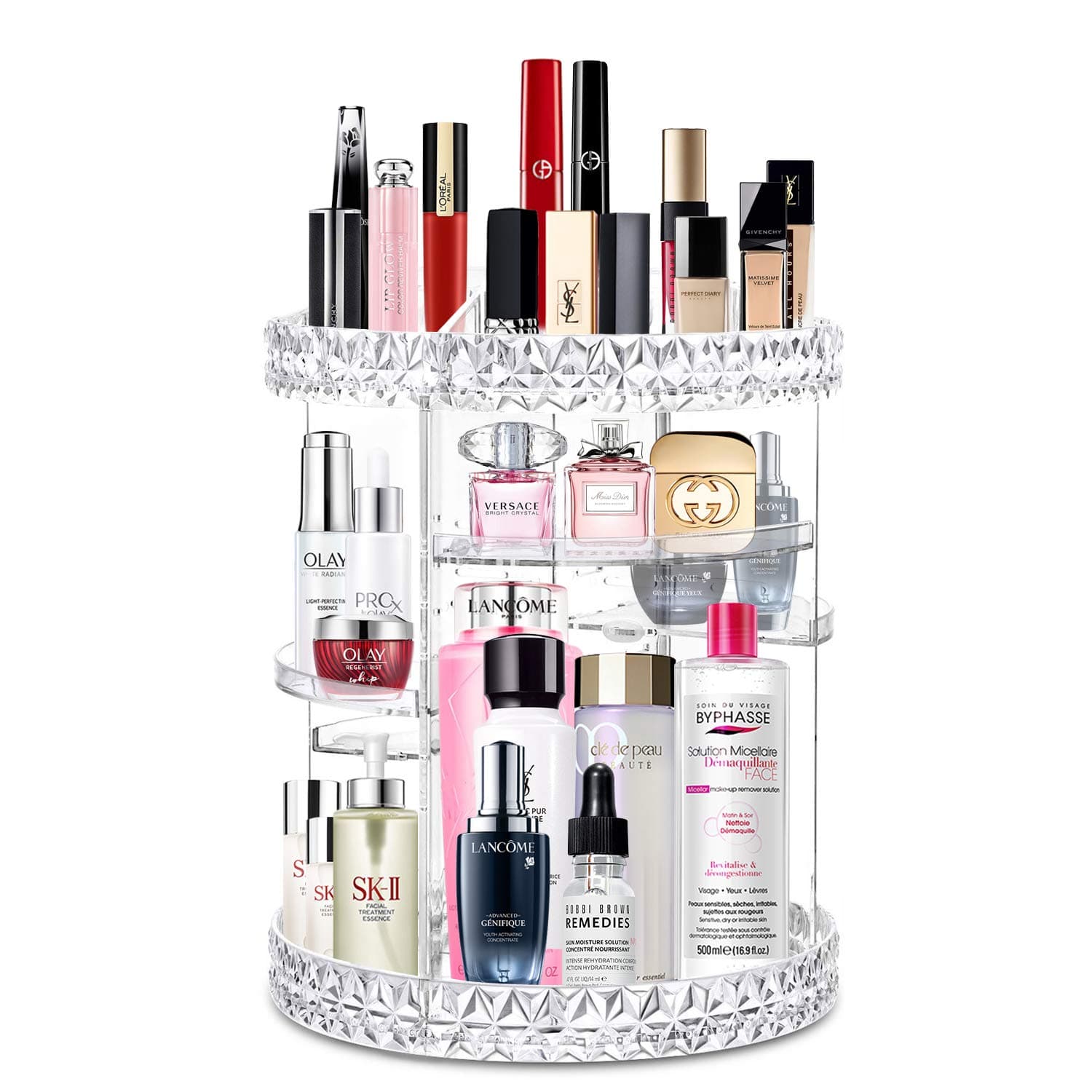 alvorog Makeup Organiser, 360 Degree Rotating Multi-Function Storage Box with Adjustable Shelves Large Capacity for Jewelry, Makeup Brushes, Lipsticks and More-small