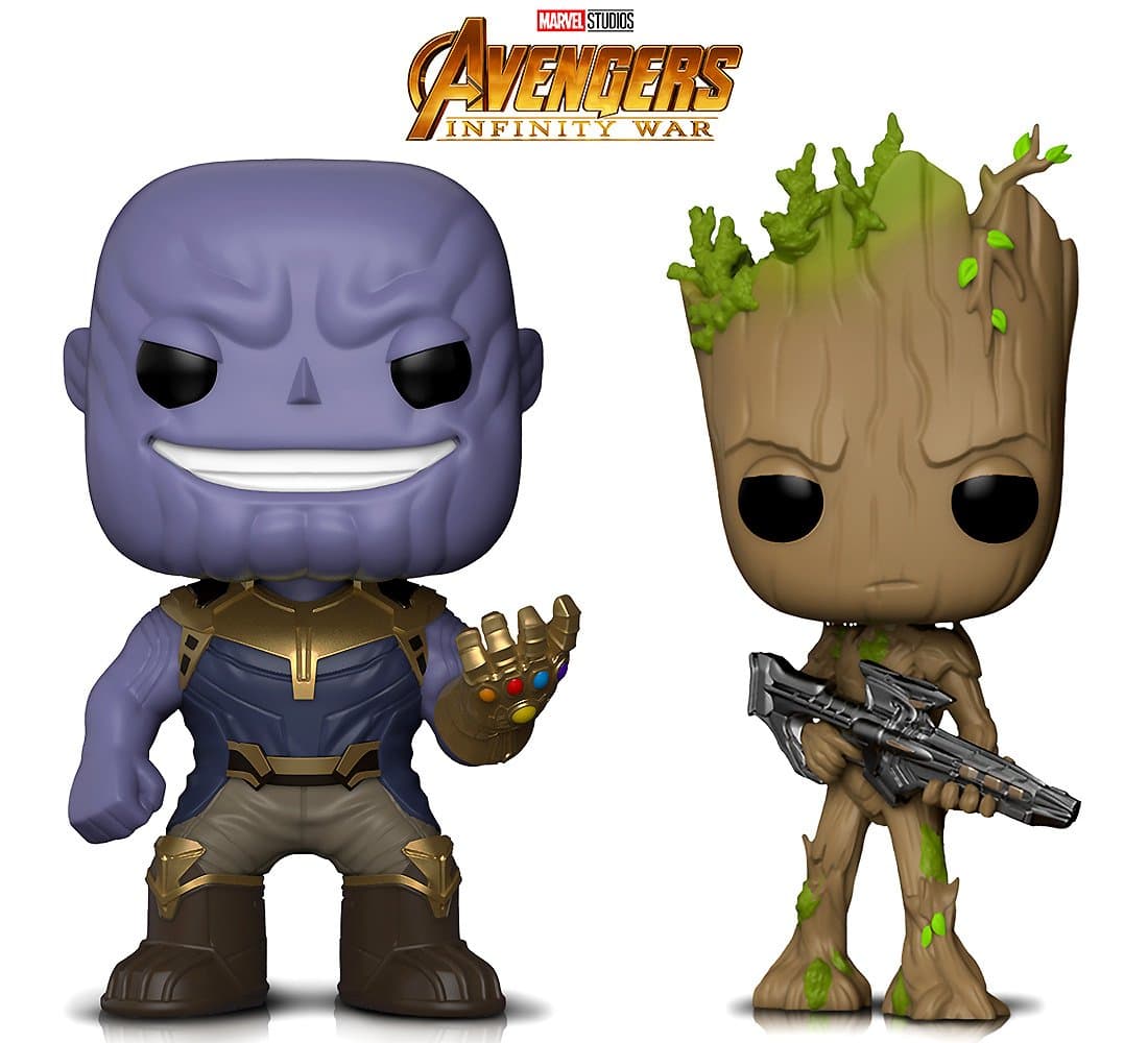 Warp Gadgets Bundle - Funko Pop! Marvel Avengers Infinity War - Thanos & Groot with Blaster Bobbleheads (2 Items)
