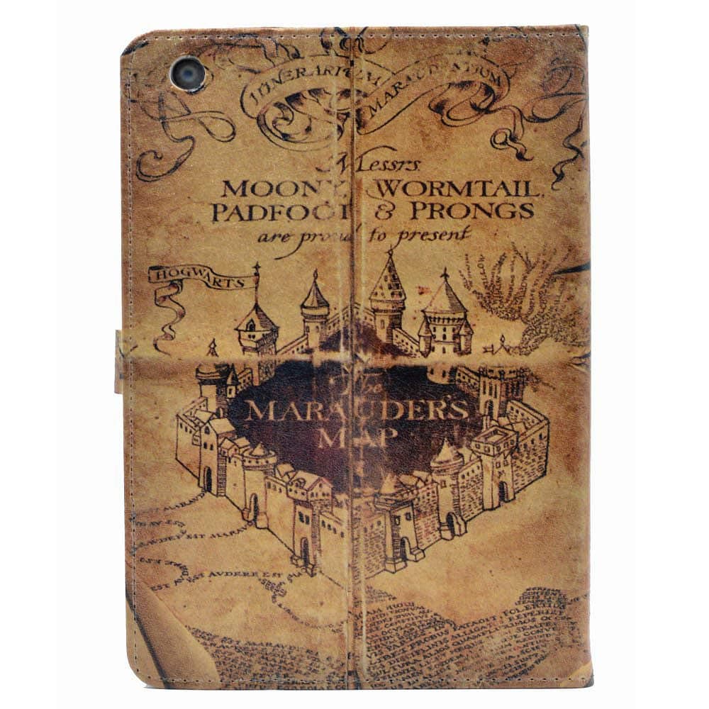 YHB Case for iPad Mini 5 2019 (5th Generation 7.9 inch), iPad Mini 4, Slim Folding Case PU Leather Stand Shockproof Soft TPU Cover, Magic Map Vintage