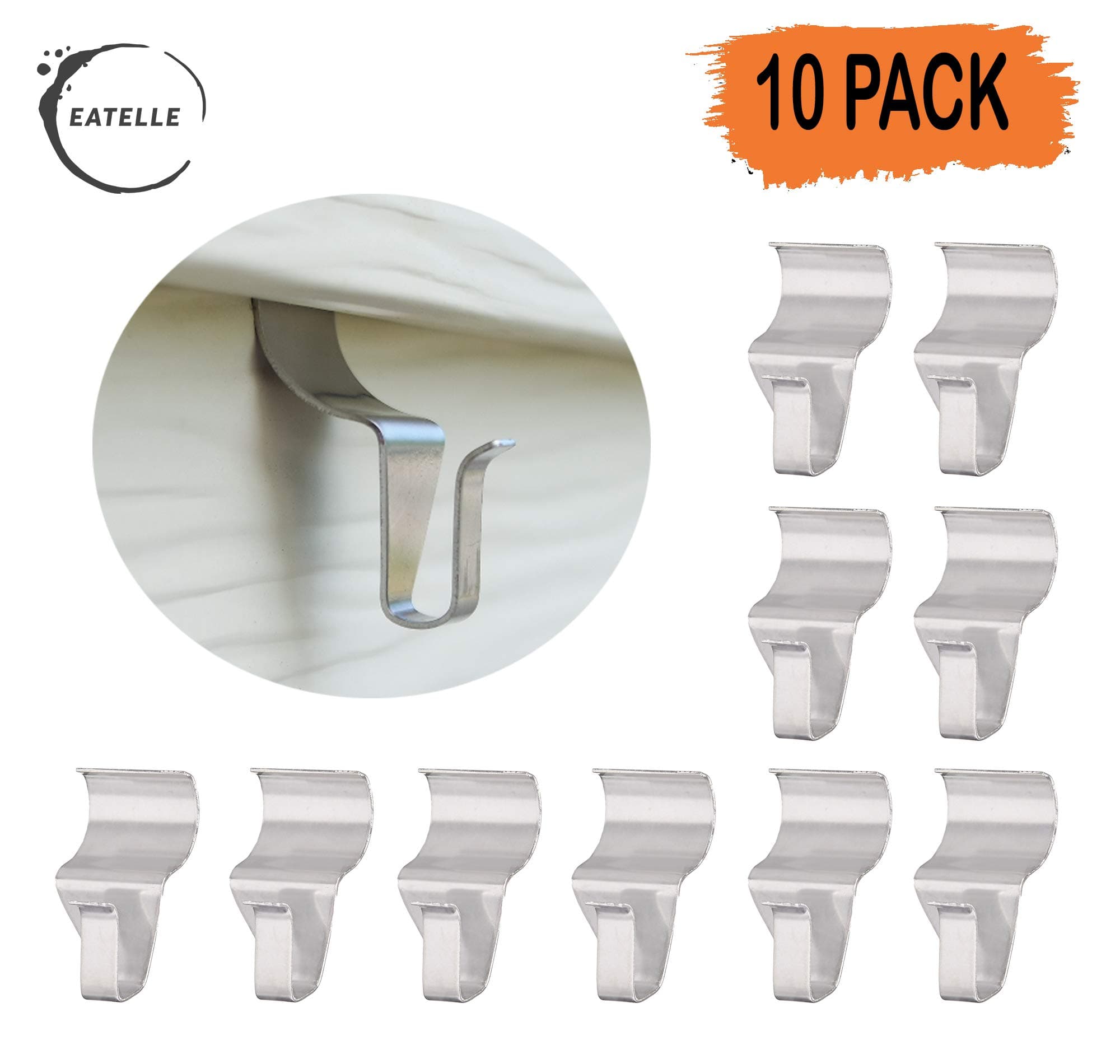 eatelle No-Hole Needed Hooks Low Profile Vinyl Siding Clips for Hanging, Outdoor Hooks Heavy Duty Stainless Steel Outdoor Light Mailbox Planter Decorations Wreath Hanger Clips 10 Pack