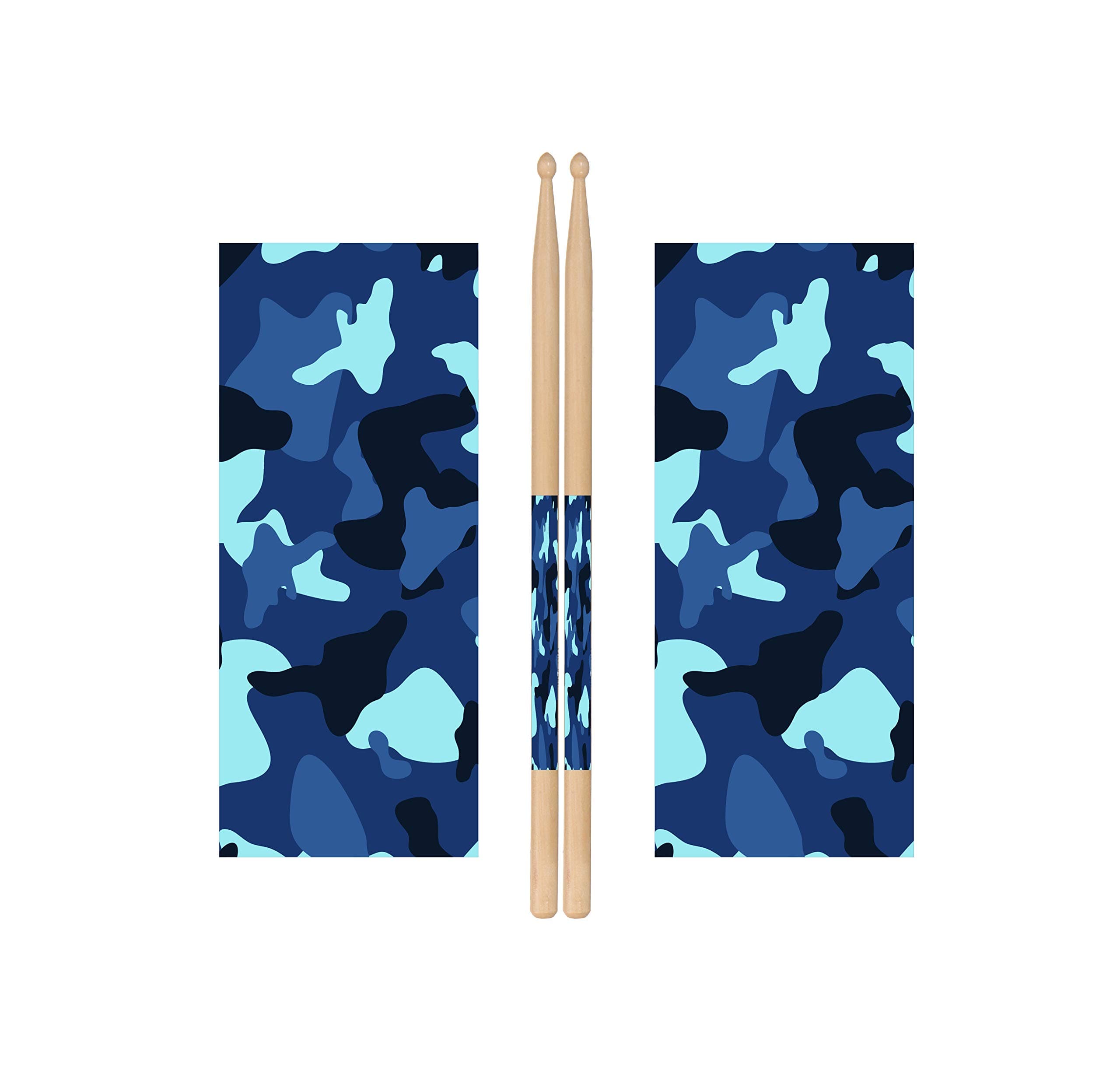Blue Camo Drum Stick Wraps Drum Percussion Stick Wraps Drum Stick Tape for Drum Sets Starter Kit [Premium Waterproof Vinyl]