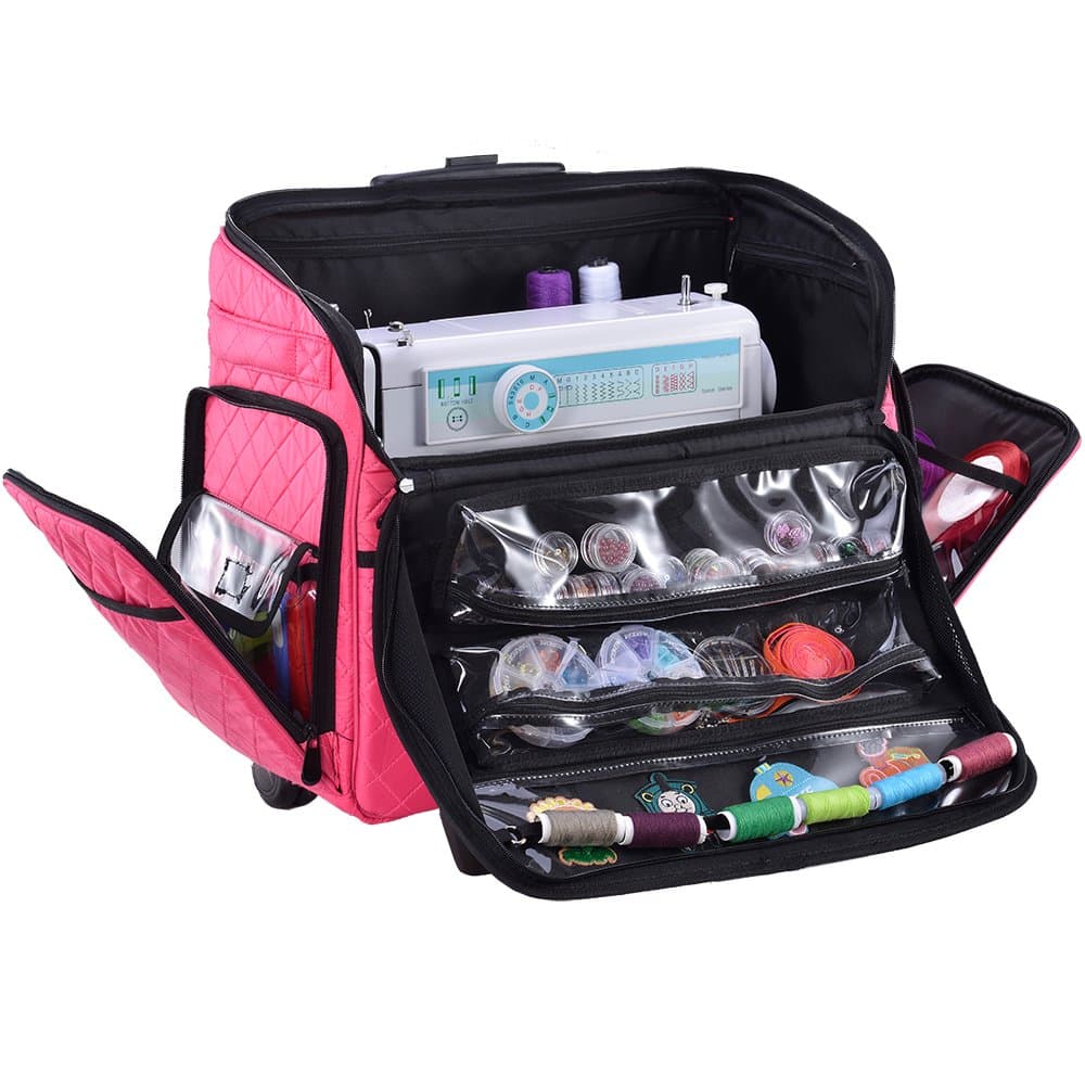 DeNOA Rolling Sewing Machine Storage Tote, Bubblegum Pink