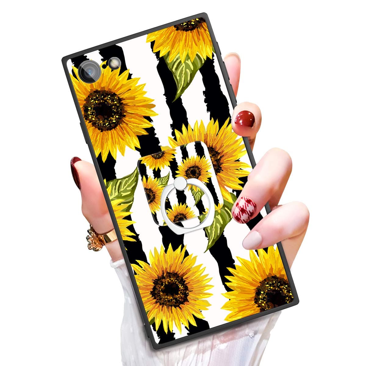 Someseed iPhone 7 Case iPhone 8 Case with Kickstand Sunflower Design for Ring Holder Case Bumper Matte TPU + PC Rubber…