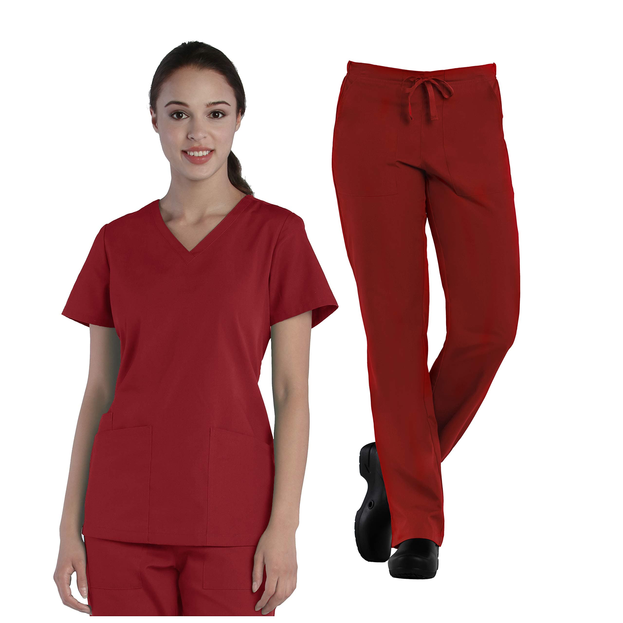 Tru Basic Womens V-Neck Top 10102 & Half Elastic Drawstring Pant 90102 Scrub Set