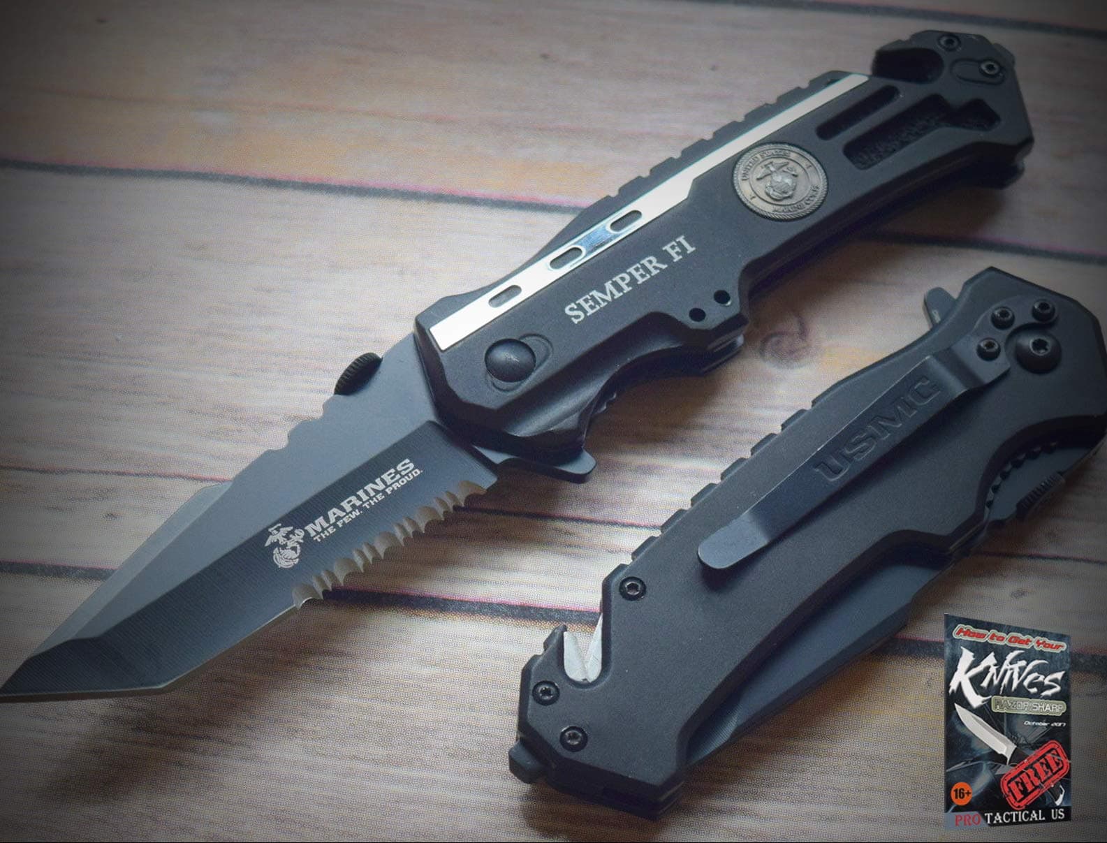 New 1pc Mtech Officially Licensed U.S.M.C Pro Tactical Rescue Spring-Assisted sharp Blade Knife for Home Camping Hunting Rescue + free Ebook by ProTactical"US