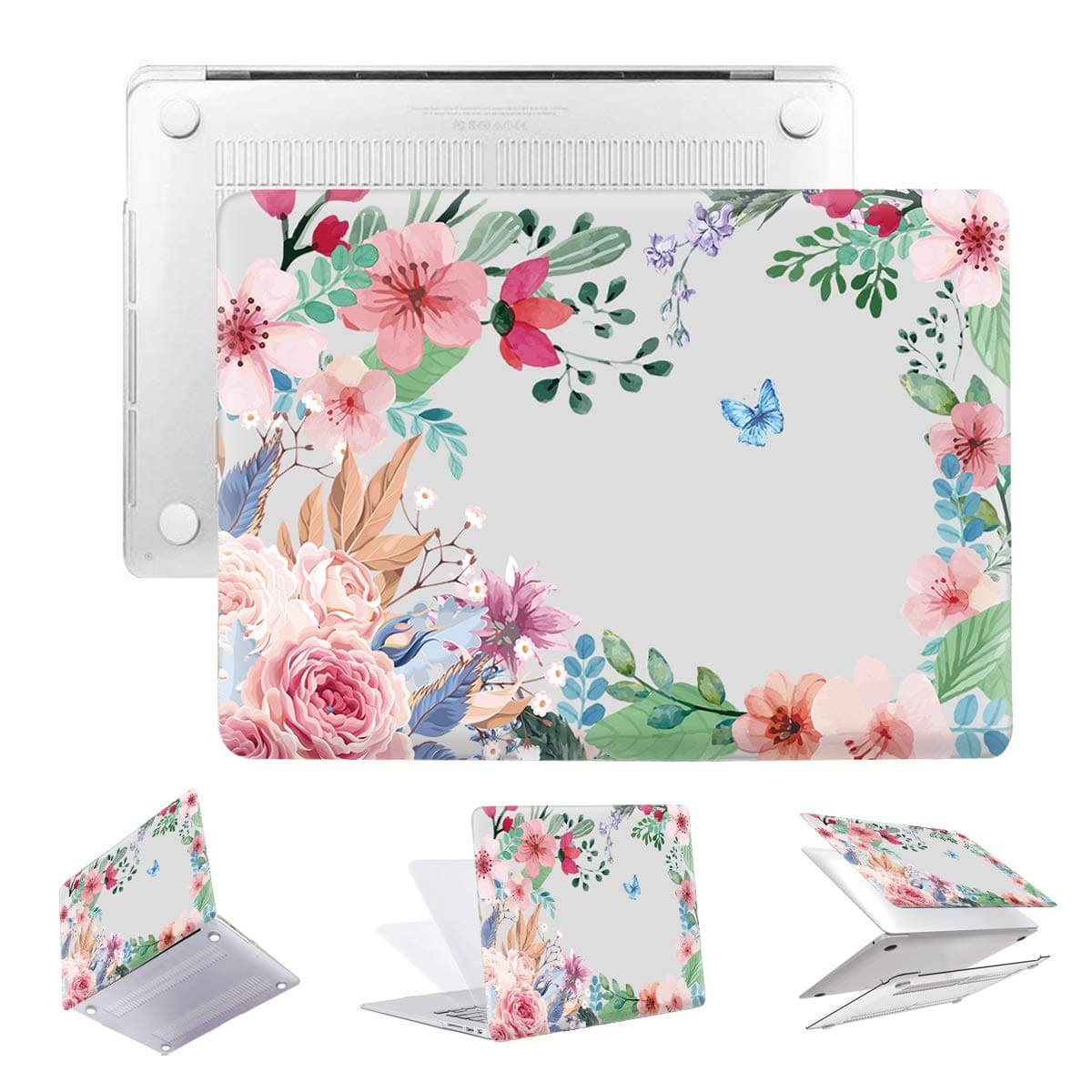 PapyHall MacBook Retina 12 Case Transparent Plastic Shell Case Only Compatible 2017/2016/2015 Release MacBook 12 inch Retina Display Model: A1534 Hibiscus