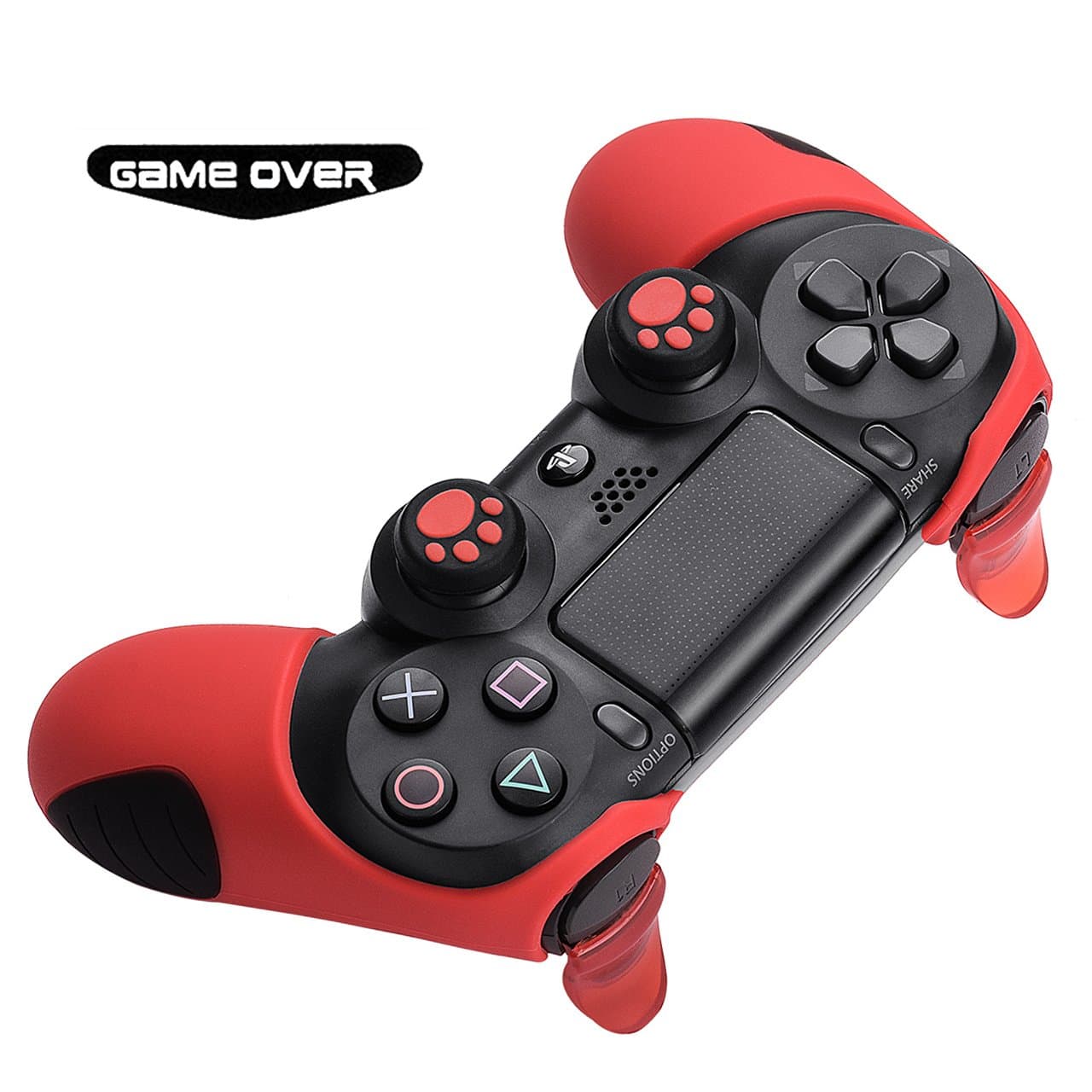 Skin Compatible for PS4 Controller Grips Soft Silicone Thicker Half Cover for PS4 /Slim/PRO Controller(Controller Skin x 1 + FPS PRO Thumb Grips x 2 + Trigger Button x 2)