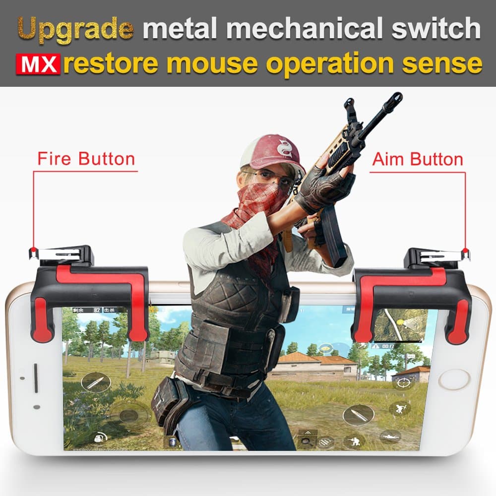 Yimaler Mobile Game Controller PUBG Upgrade Version Mechanical Fire and Aim L1R1 Trigger Buttons for PUBG Mobile Knives Out Rules of Survial