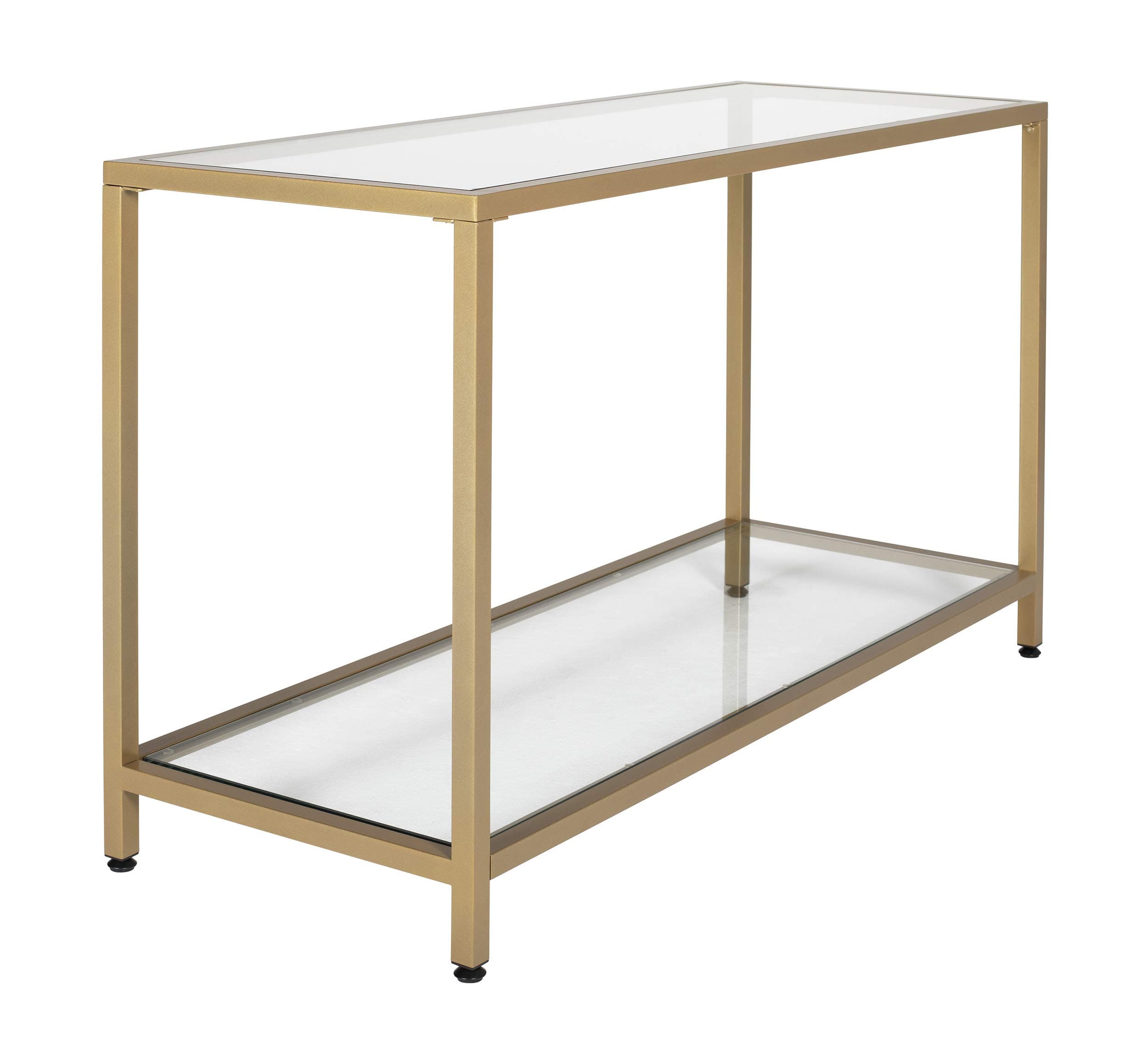 Studio Designs Home Camber 2-Tier Modern 47" Wide Console/Sofa Table in Gold/Clear Glass