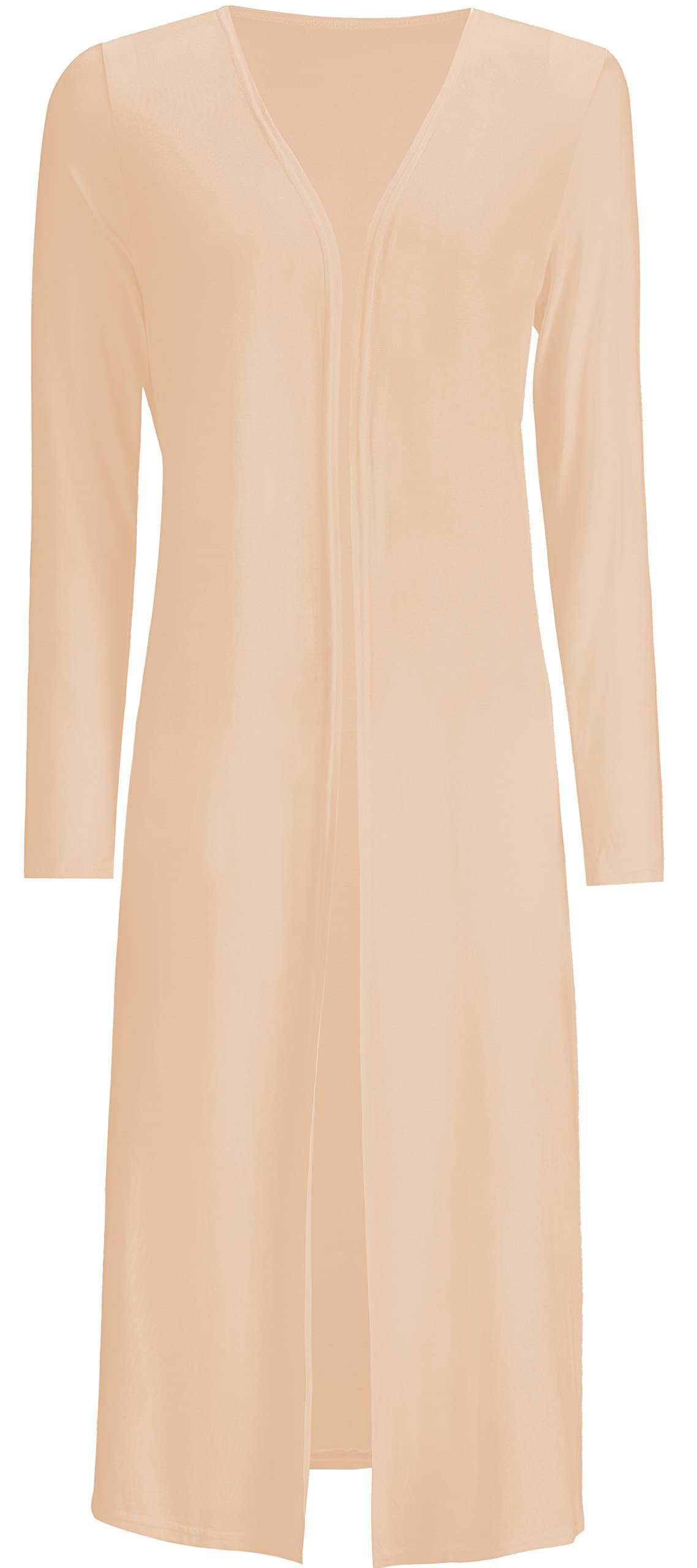 AMGLISE Women's Solid Cotton Essential Long Cascading Open Front Cardigan