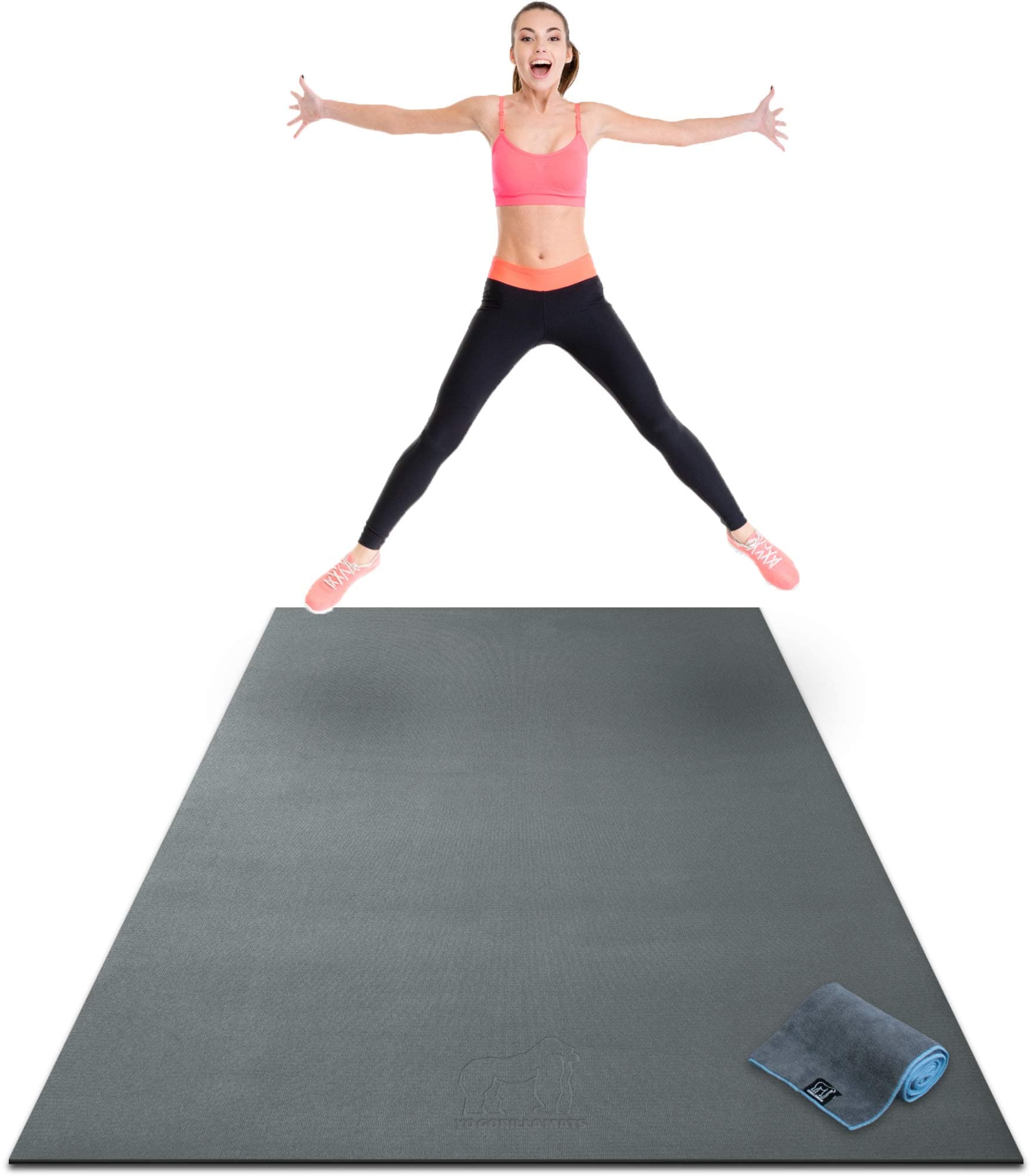 Premium Extra Large Exercise Mat - 8' x 4' x 1/4" Ultra Durable, Non-Slip, Workout Mats for Home Gym Flooring - Jump, Cardio, MMA Mats - Use with or Without Shoes (96" Long x 48" Wide x 6mm Thick)