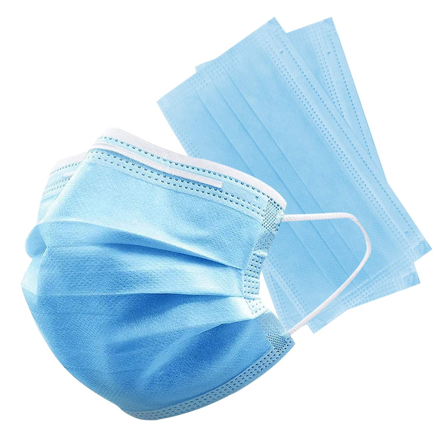 Disposable Mask, 3-Layer Masks, Anti Dust Breathable Disposable Earloop Mouth Face Mask, Comfortable Face Mask-Blue