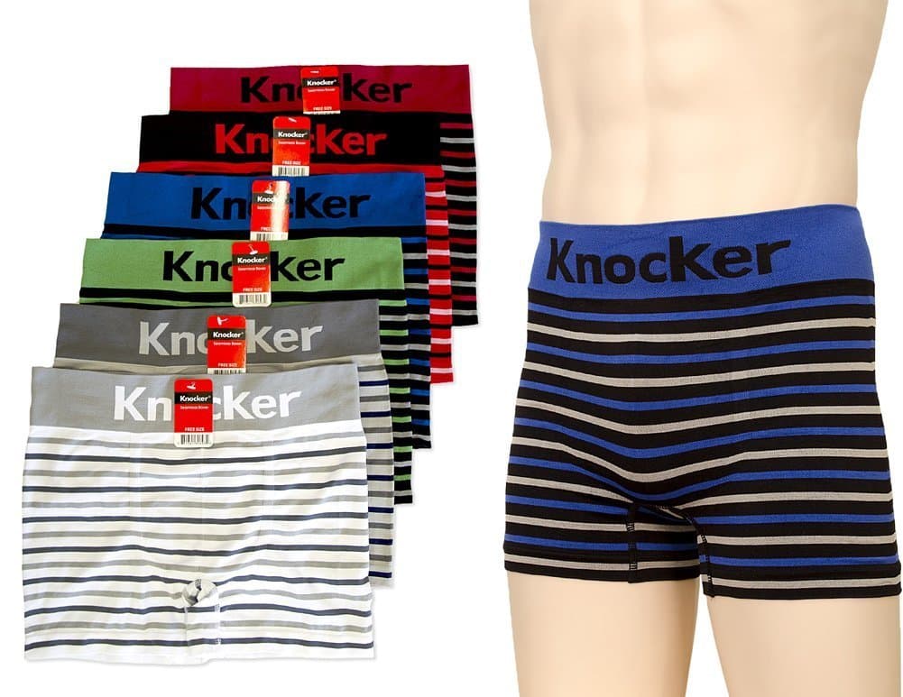 Knocker 6 PK Men`s Seamless Athletic Compression Boxer Briefs Underwear One Size