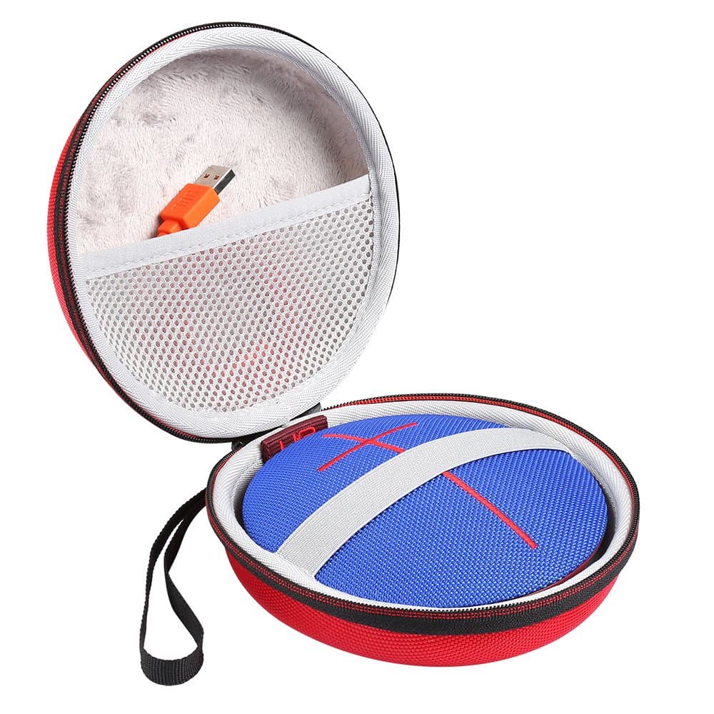 Poschell Case for UE Roll 2 or UE Roll Wireless Bluetooth Portable Speaker Protective Travel Carrying Bag Fits USB Cable Red