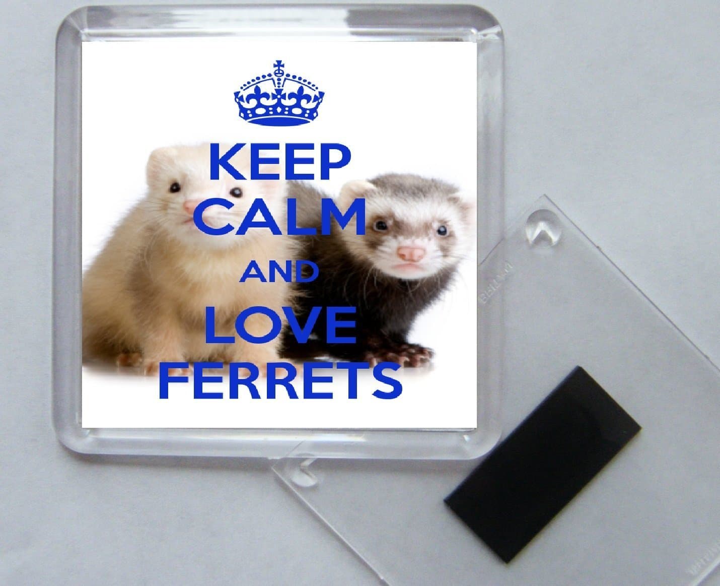 Keep Calm and Love Ferrets - Square Acrylic Fridge Magnet
