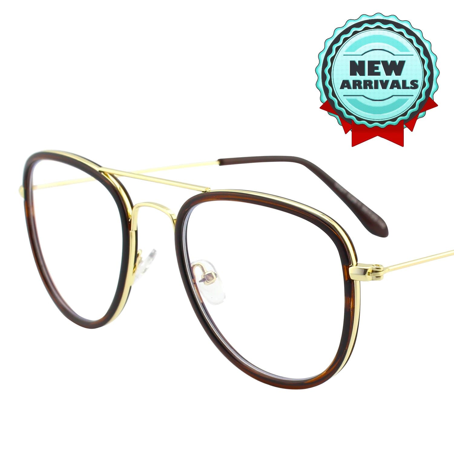 GQUEEN Stylish Blue Light Filter Computer Glasses,100% UV Protection,Transparent Lens Classic Pilot Metal Frame,GQ27