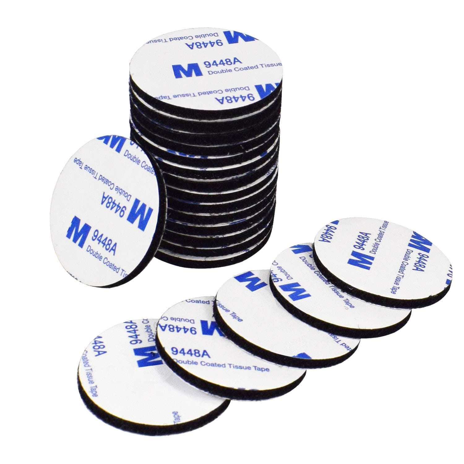 Double Sided Sticky Pads, 20 Pcs Hook and Loop Pads Heavy Duty Pad Reusable Fastening Tape Black Hook Loop Tape for Car, Walls and Floor, Black Round