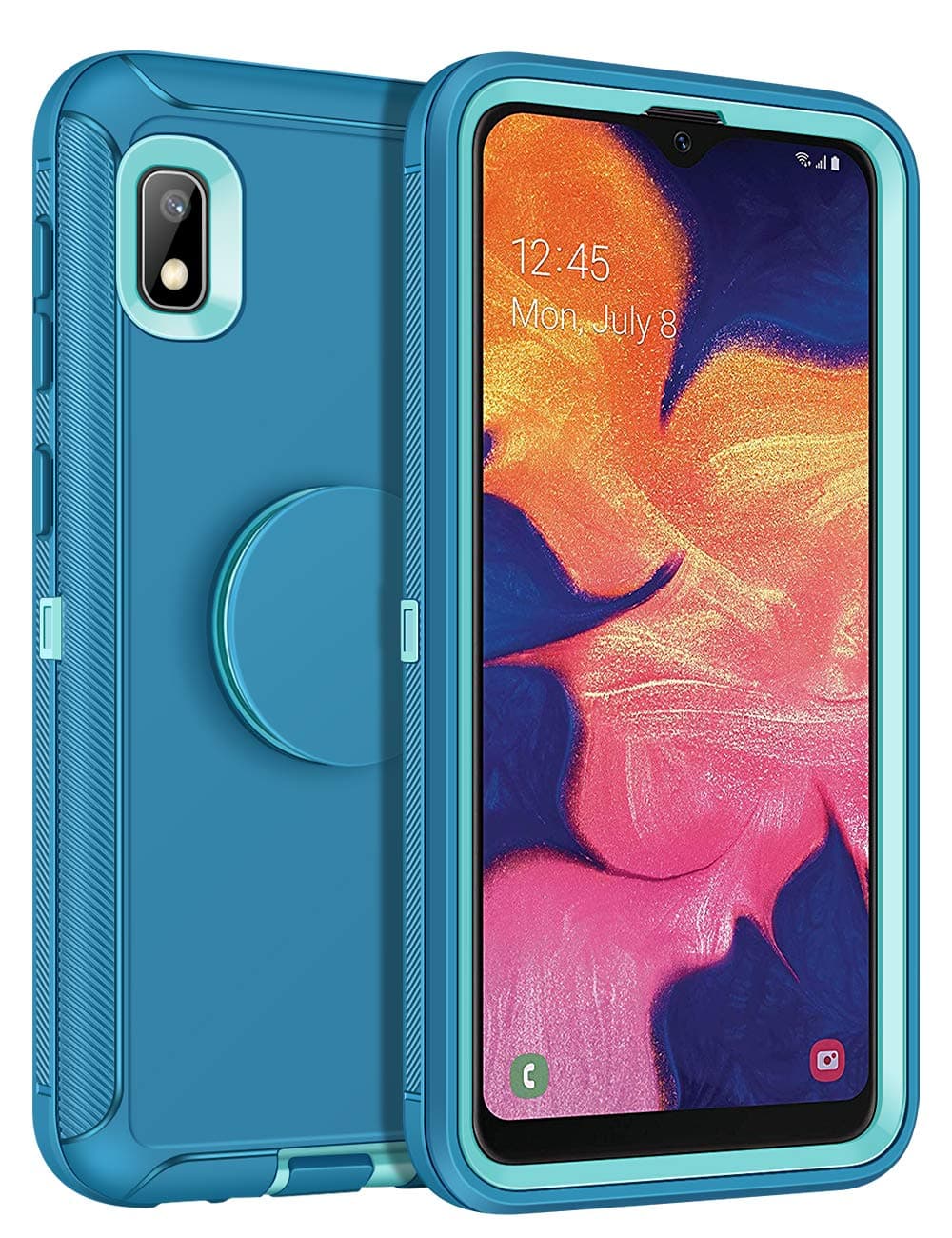 CHEERINGARY Case for Galaxy A10E Case with Stand Protective Shockproof Heavy Duty Anti-Scratch Dual Layer Cover Galaxy A10E Case Built in Foldable Grip Case for Galaxy A10E Teal Green