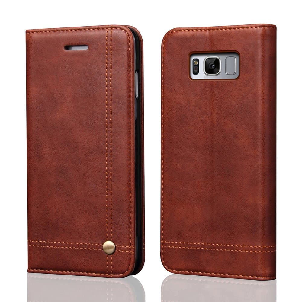 Galaxy S8 Plus Case, Galaxy S8 Plus Wallet Case, [Magnetic Closure] PU Leather Flip Protective Cover with Kick Stand Function Cash/Card Slot Folio Case for Samsung Galaxy S8 Plus - Dark Brown