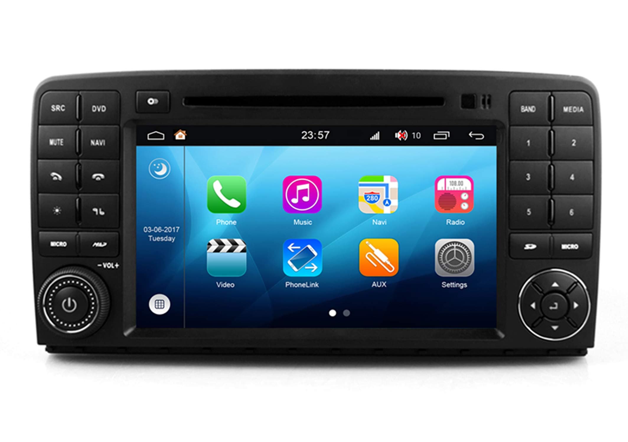 RoverOne Android 8.0 in Dash Car DVD GPS Navigation System for Mercedes-Benz R Class W251 R280 R300 R320 R350 R500 2006-2012 with Stereo Radio Bluetooth GPS SD USB Mirror Link Touch Screen