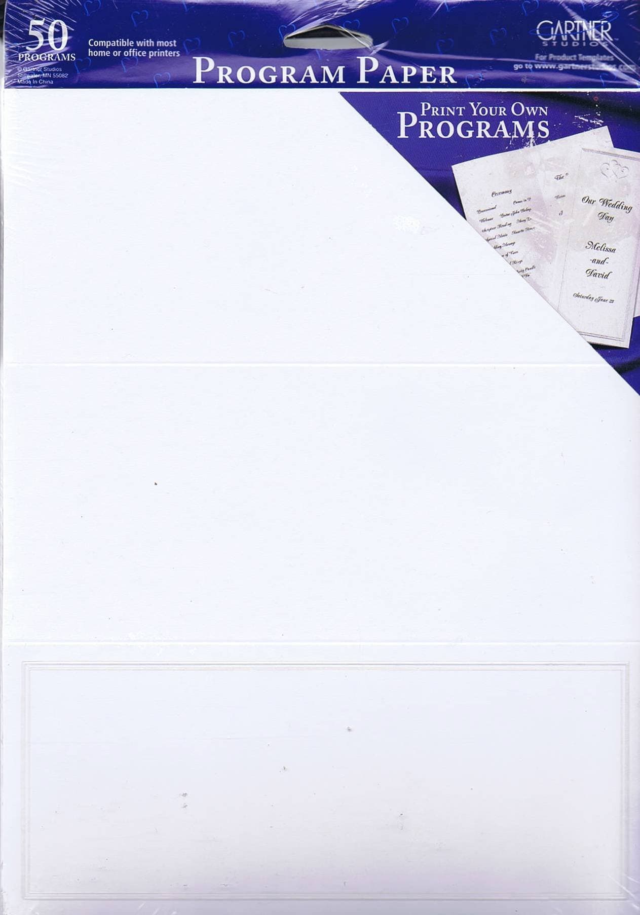 Gartner Studios Program Paper - Pearl White Border - 50 Sheets - Tri-Fold Program Paper -PRL BDR WHT