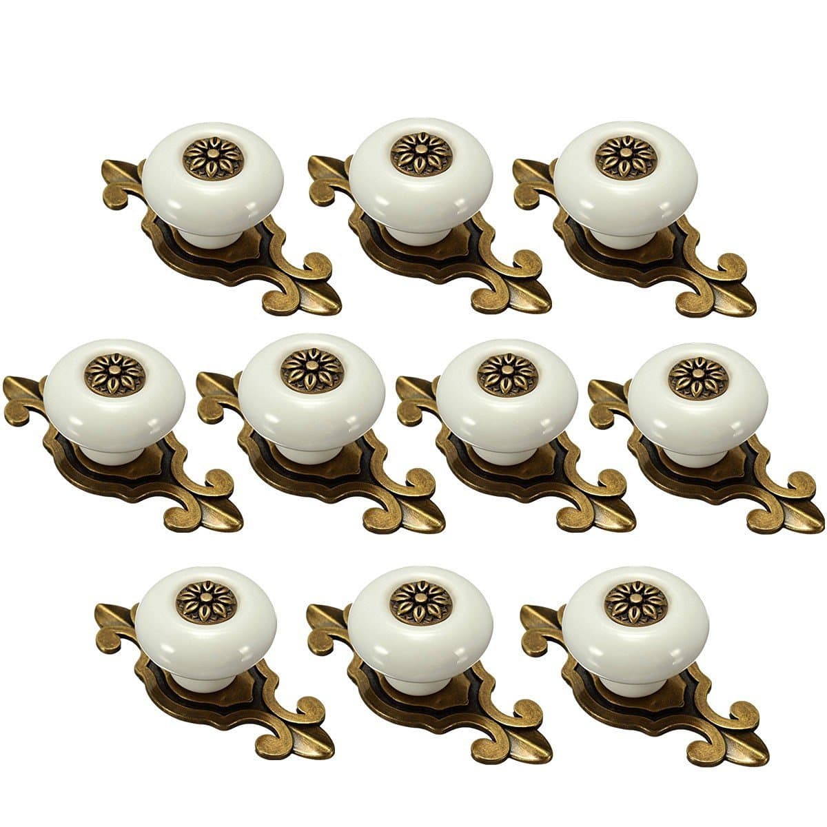 Yahead 10pcs Vintage Ceramic Door Knobs Drawer Pull Handle Cabinet Closet Dresser Cupboard Wardrobe Furniture Door Kitchen Matted