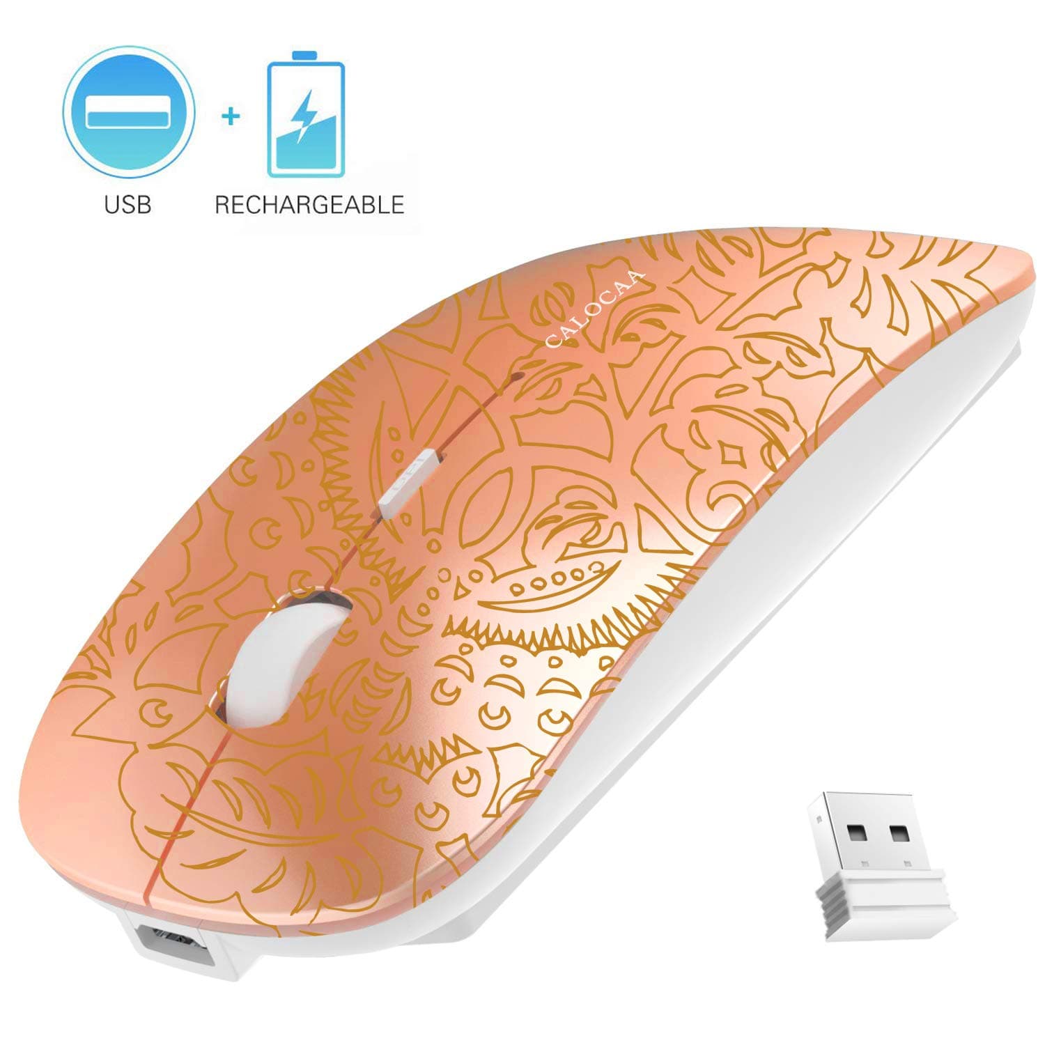 CALOCAA Wireless Mouse Ultra Thin Computer Mouse Mini Portable Office Mobile Mouse Laptop
