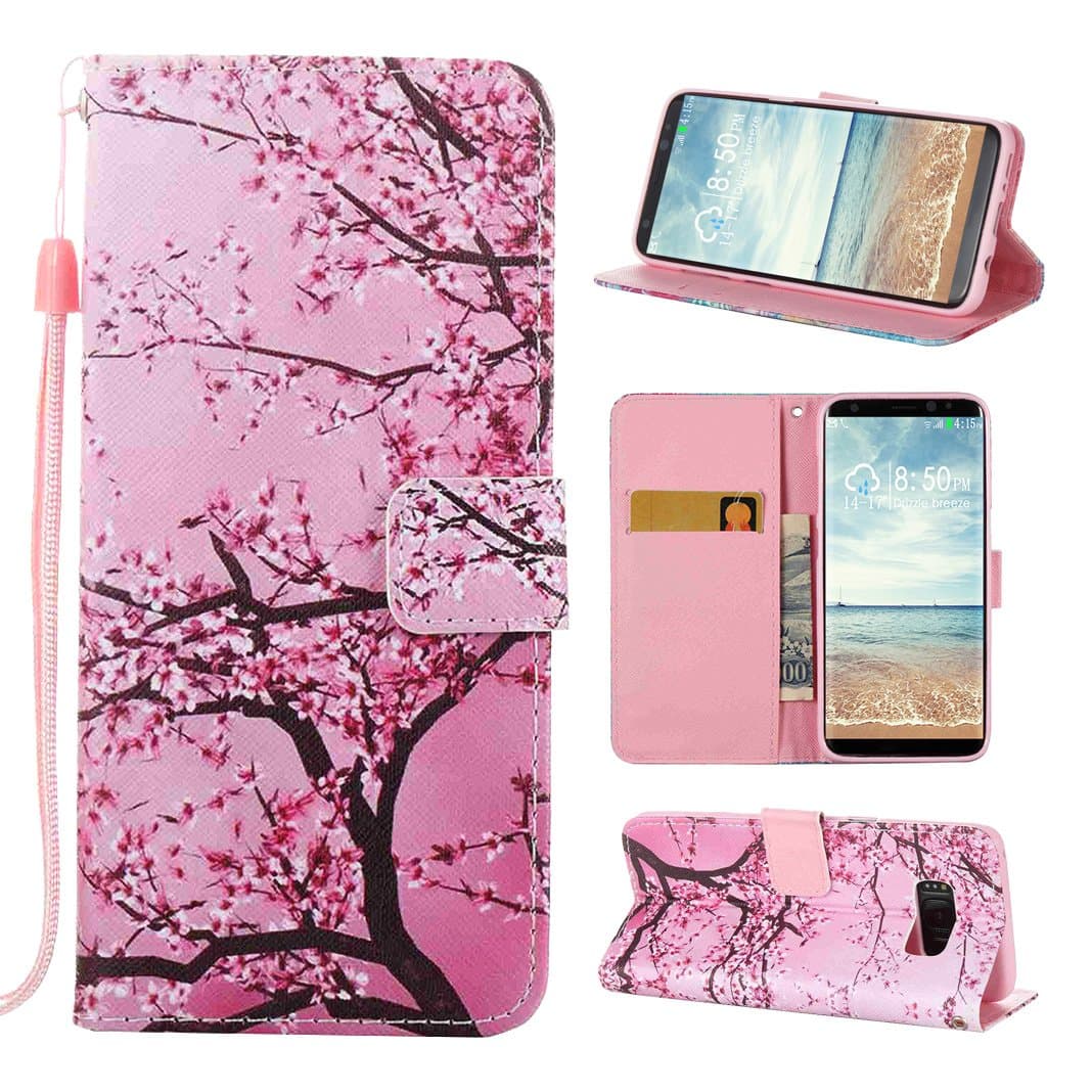 Galaxy S8 Plus Flip Case, Samsung Galaxy S8 Plus Leather Wallet Case, Rosa Schleife PU Leather Color Painting Magnetic Flip Folio Protective Shell Skin Cases Covers for Samsung Galaxy S8 Plus (6.2")