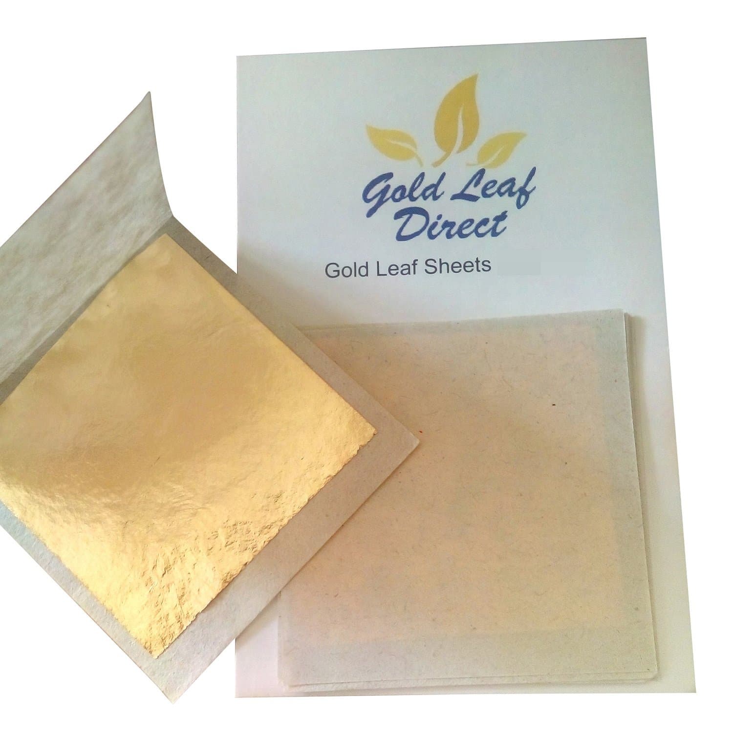 20 x Gold Leaf 24k On Base Sheets. 4x4 by Gold Leaf Direct