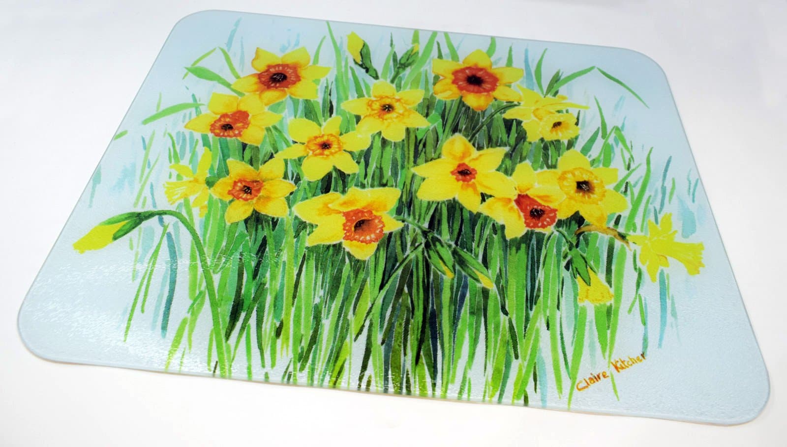 Medium Premium Glass Chopping Board - Daffodil Kitchen Worktop Saver Protector