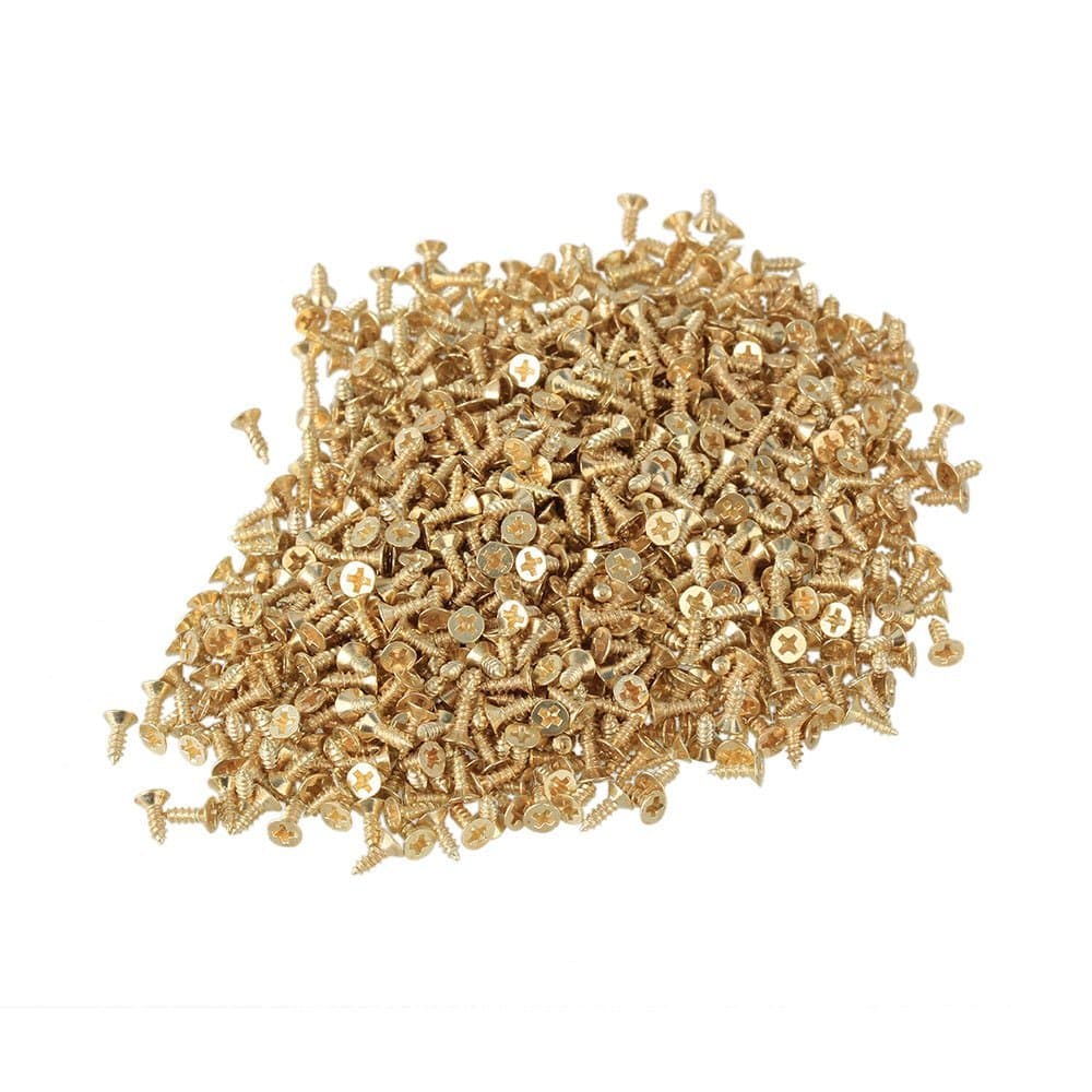 RDEXP Yellow Iron Hardware Flat Head Wood Screw Self Tapping Screws (2 x 6mm)