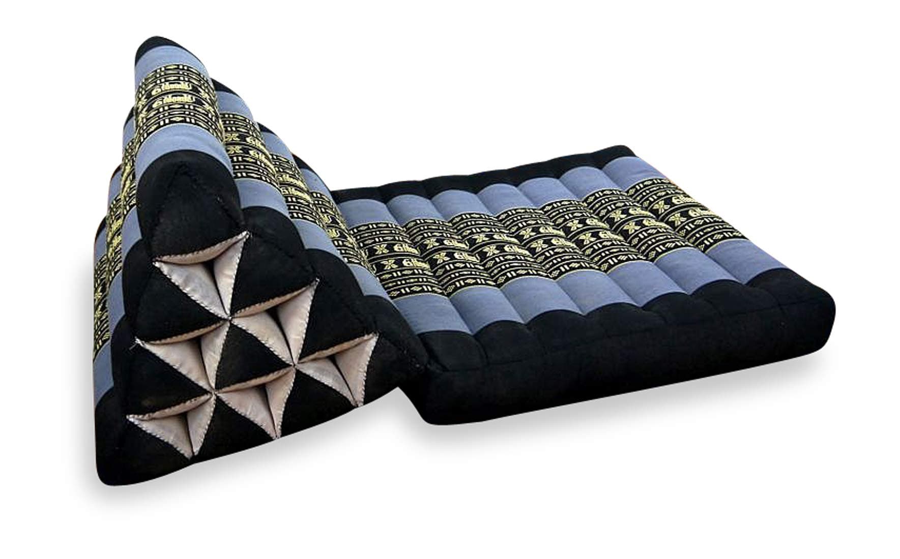 Asia Wohnstudio 1 Fold With Extra Large Triangle Cushion, 100% Natural Kapok Filling, Thai Xxl Jumbo Pillow, Headrest (Thai Cushion Seat Fold)