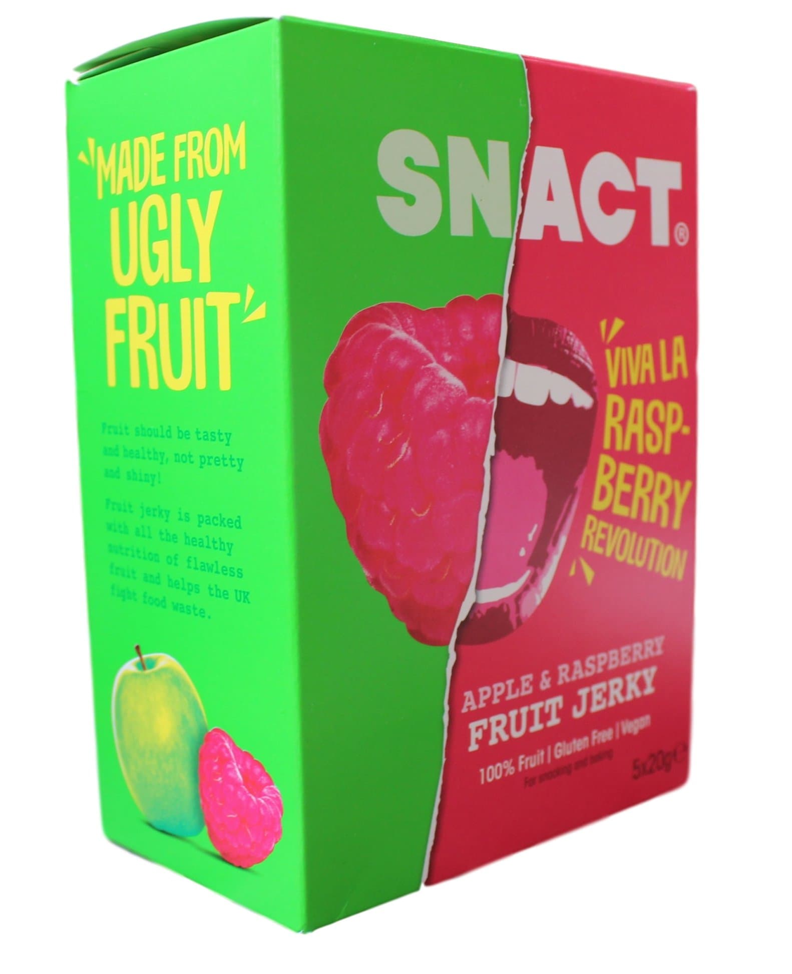 Fruit Snacks by Snact - Apple & Raspberry / 100% Fruit, Vegan, Gluten Free / 20g Each (Pack of 5)