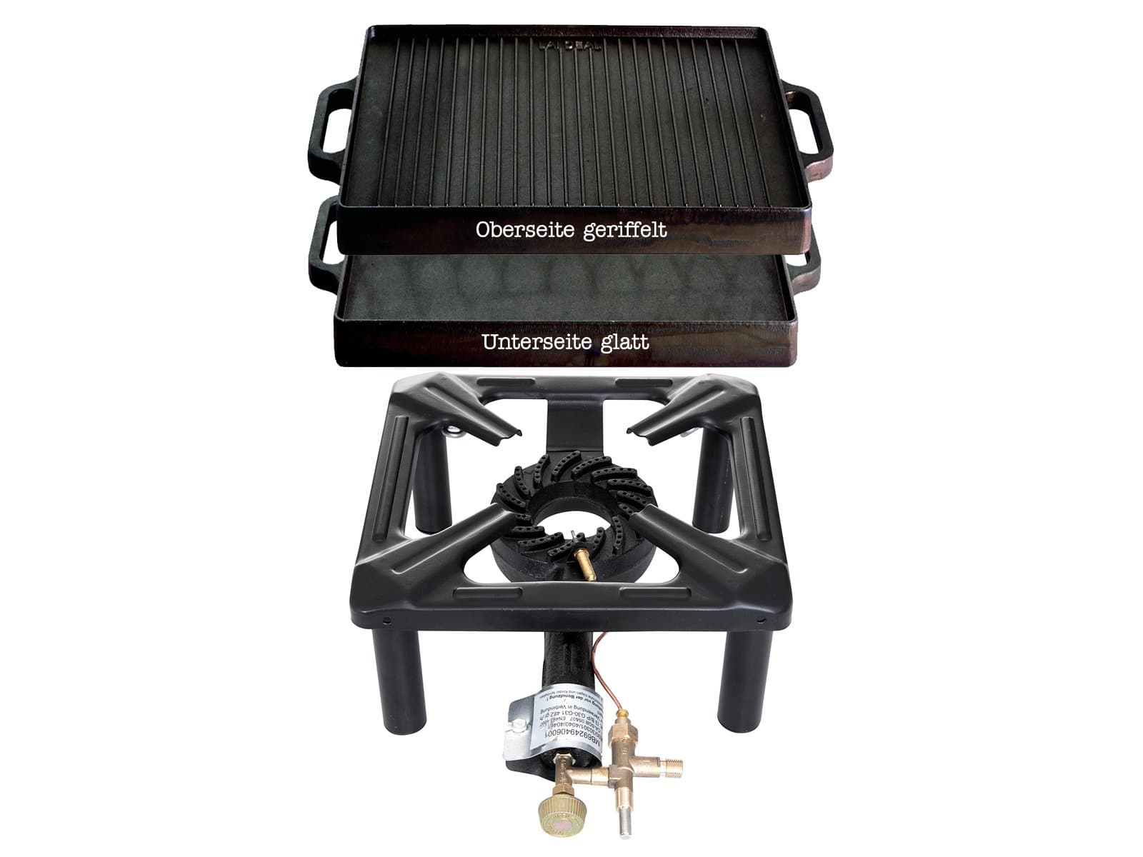 Hob without Safety Pilot Set with 5 Cast Grill Plate 32 x 32 CM, klein