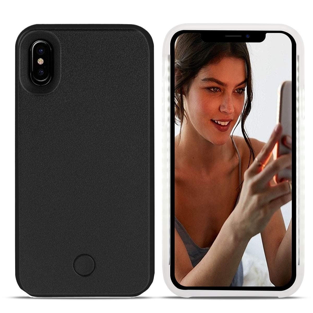 Avkkey iPhone XS MAX Led Case iPhone XS MAX Selfie Light iPhone Case Great for a bright Selfie and Facetime Illuminated Light Up Case Cover for iPhone XS MAX 6.5''(Black)