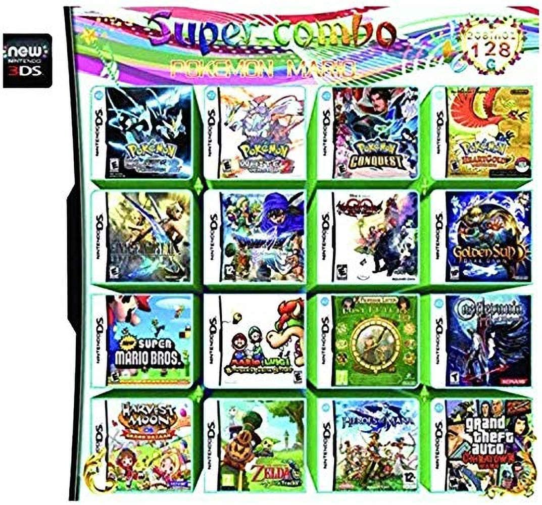 208 in 1 Large-scale Game - Compilations Video Game DS Cartridge Card - Compatible Model Nintendo Dual Screen, Nintendo 3DS - Video Game DS Cartridge Console Card - English