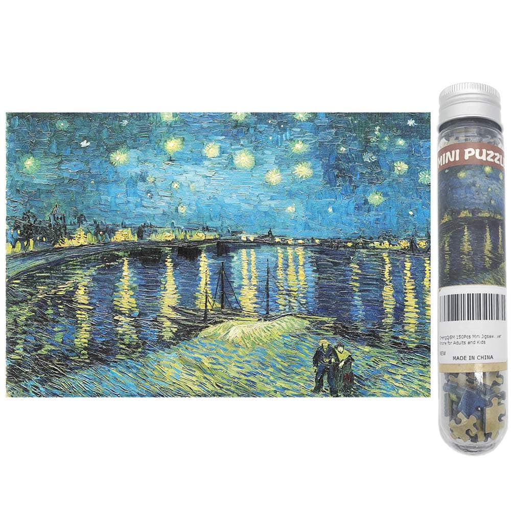 Small Jigsaw Puzzles for Adults Challenging Puzzle Difficult Puzzles Starry Night Over Rhone River by Van Gogh Toys Gift Home Decor Entertainment 150 Pieces Mini Jigsaw Puzzles 6 x 4 Inches