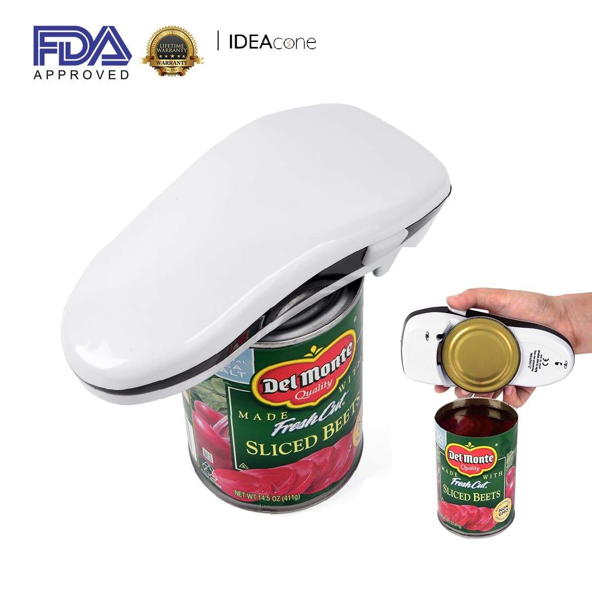 One Touch Can Opener, IDEAcone Electronic Can Opener, Full Automatic Hands Free Can Opener for Kitchen Restaurant and Arthritic