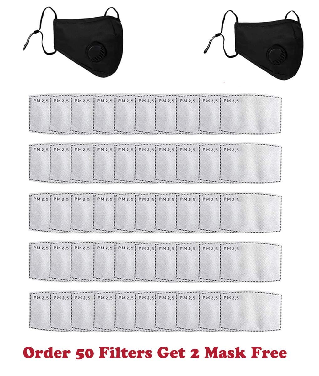 PM2.5 Activated Carbon Filter, Replaceable Anti Haze Filter Paper Anti Pollution Washable Cotton for Adult (50)