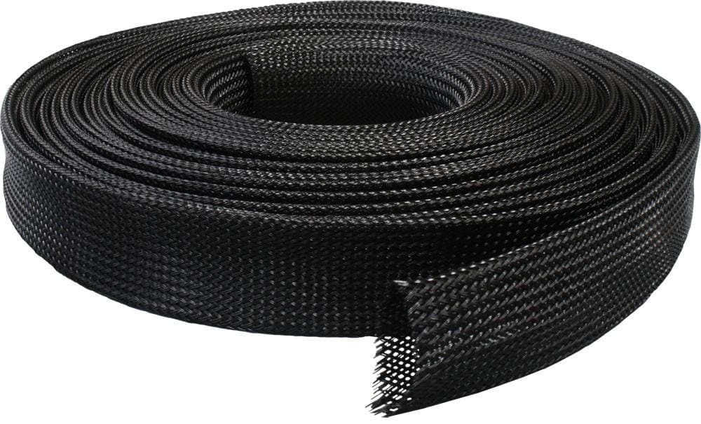 Black Braided Sleeving Expandable Cable Sleeve Flexible Polyester (50mm - Width, 5m - Length)