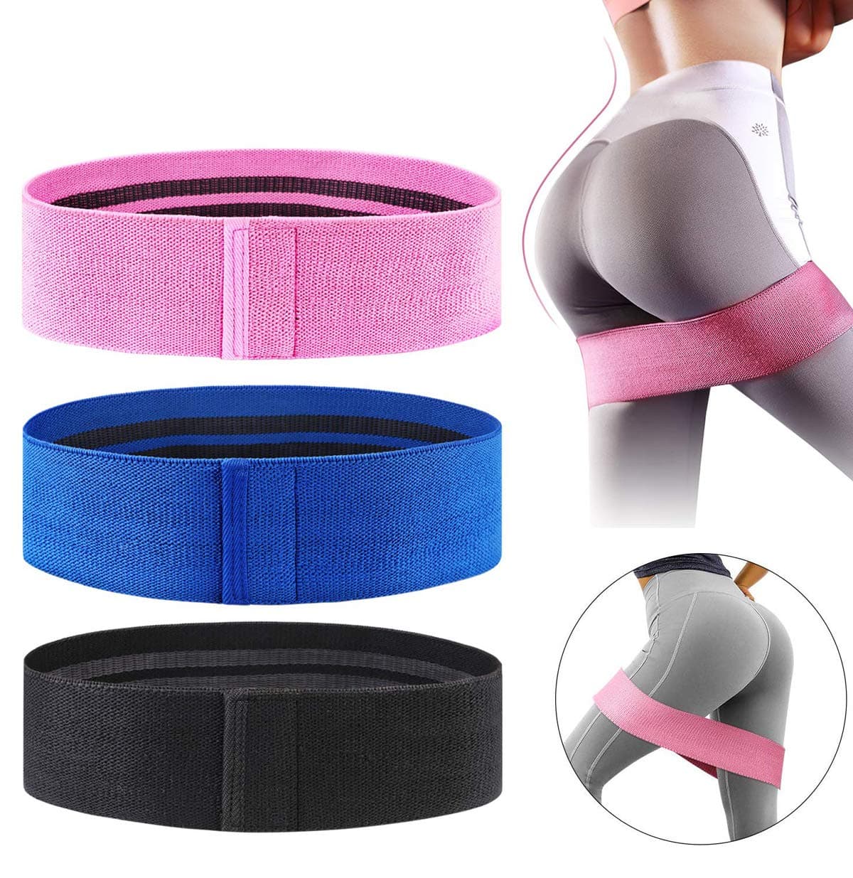 Veczom Hip Bands Booty Workout Resistance Loop Bands, Resistance Exercise Fitness Bands, Upgraded Anti Slip Fabric Elastic Sports Bands for Legs and Butt