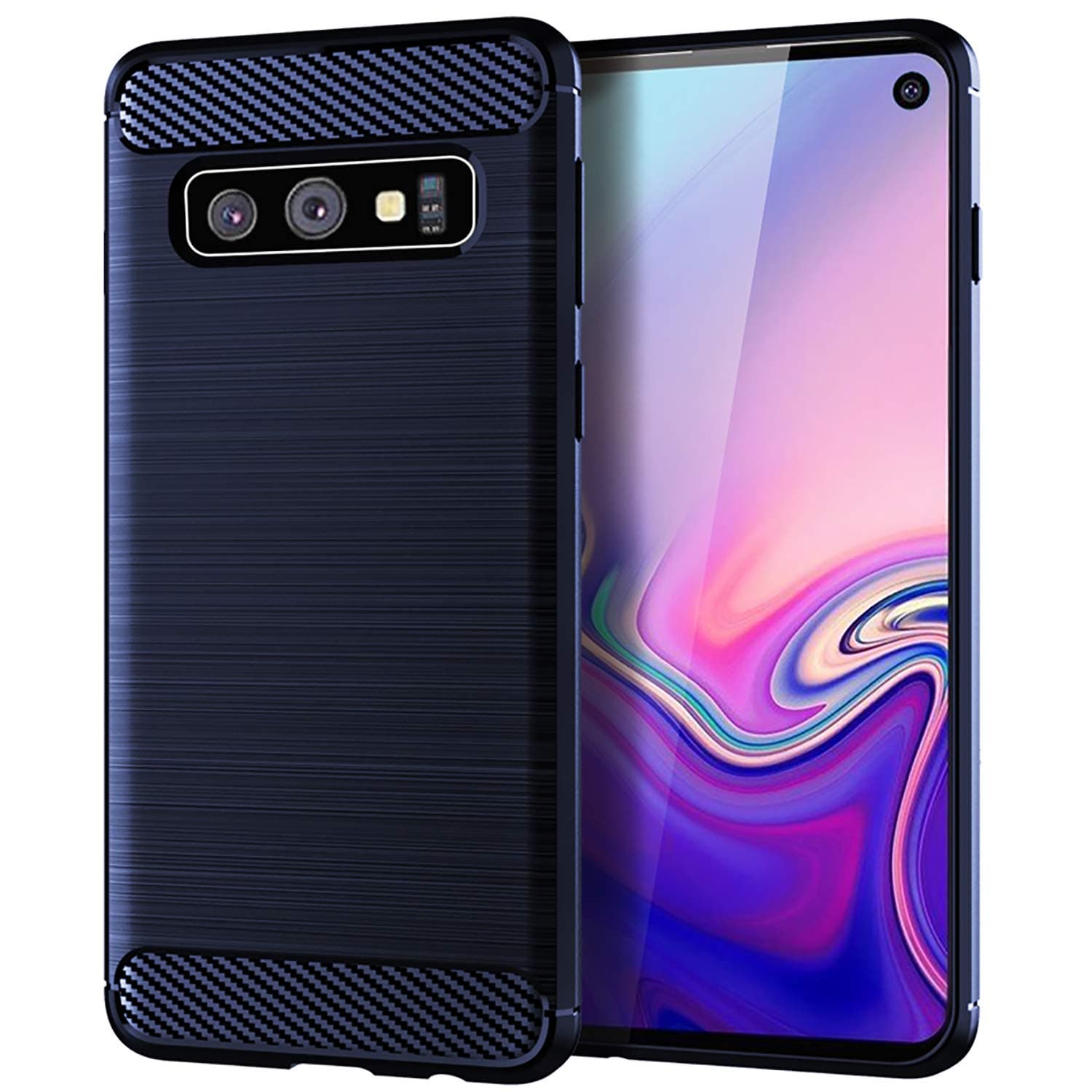 LuckyMi Galaxy S10 E Case, Galaxy S10e Case, TPU Shock Absorption Technology Full Protective Case Carbon Fiber Cover for Samsung Galaxy S10 E Smartphone (Blue)