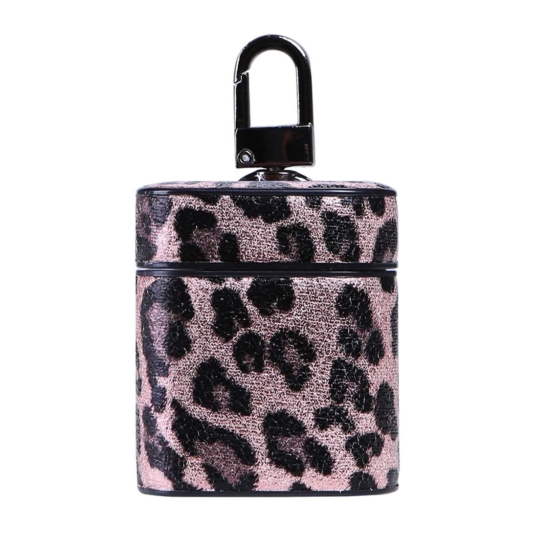 TLF Leopard Print Pattern Wireless Earphones Charging Box Protective Case for Apple AirPods 1/2 (Color : Black Pink)