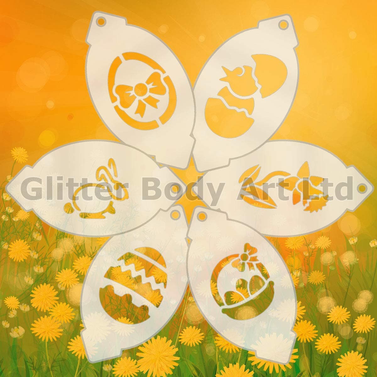 Glitter Body Art Ltd Face Paint Stencils - Easter Multipack of 6