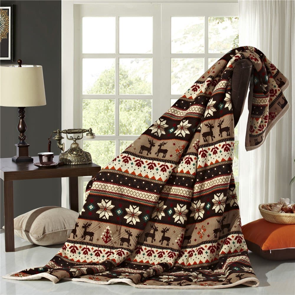 Yisida 100% Polyester Microfiber Bed Blanket Plush Throw Blanket Comforter (King, Brown)