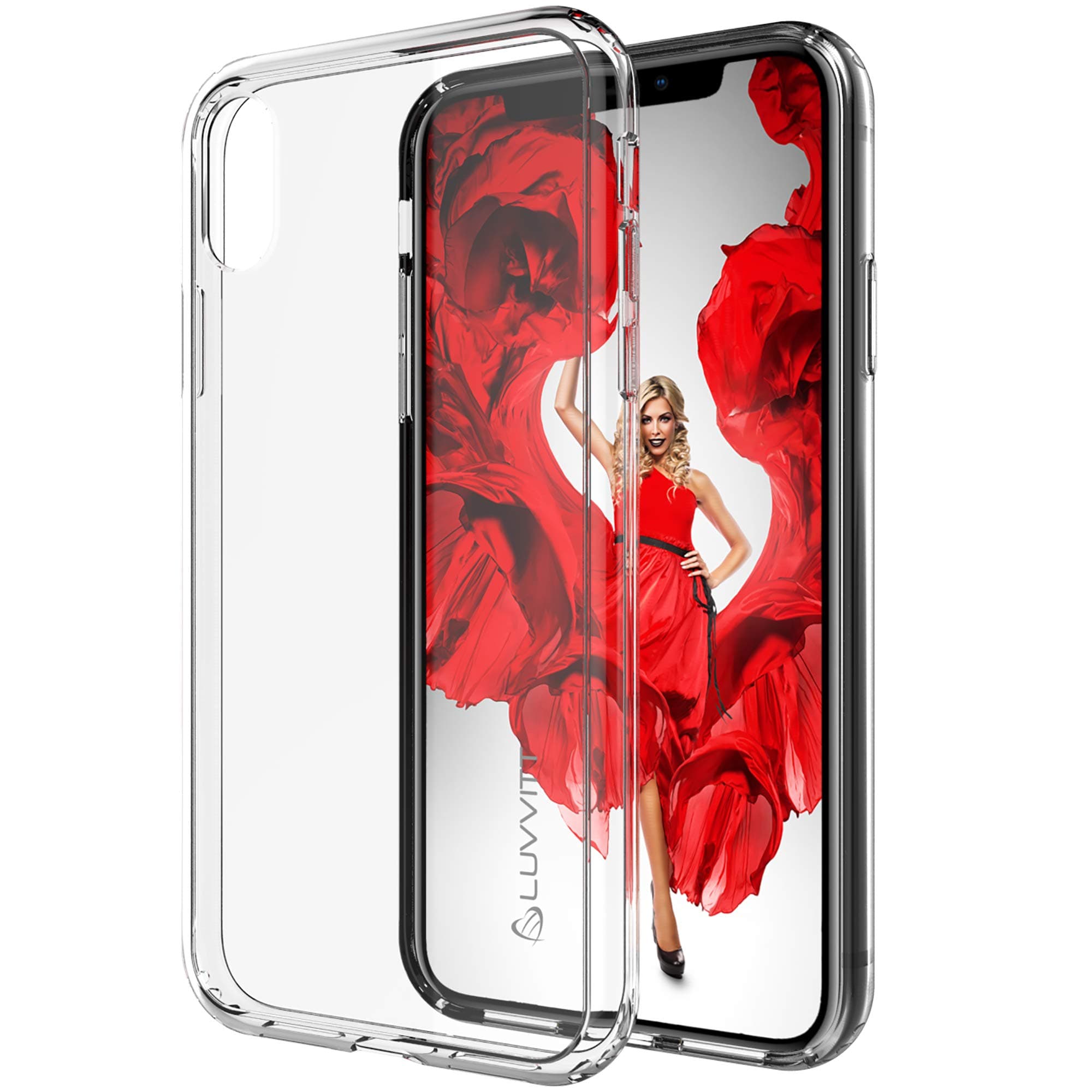 Luvvitt iPhone XR Case Clear View with Shockproof Drop Protection Slim Soft Hybrid TPU Gel Bumper and Hard PC Scratch Resistant Back for 6.1" inch Screen Apple iPhone XR (2018) 10R - Crystal Clear