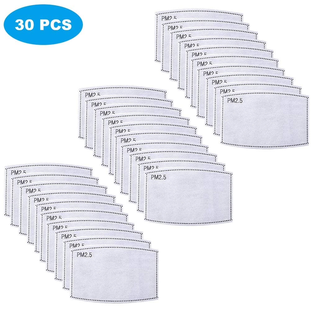 30Pcs PM2.5 Activated Carbon Filter, 5 Layers Replaceable Anti Haze Filters, Protective Mouth Mask Filter for Outdoor