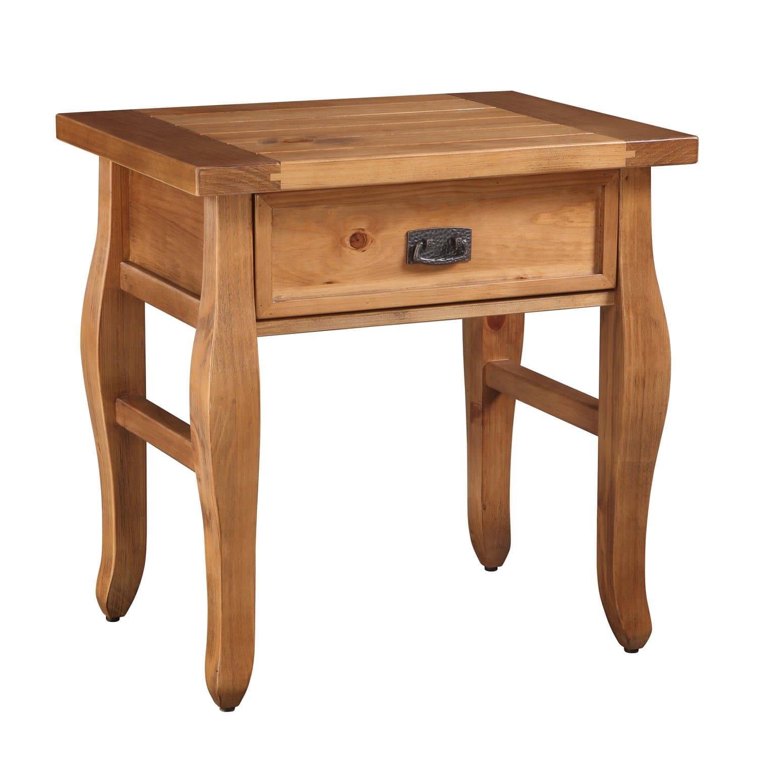 Distressed Natural Finish Pine Wood End Table
