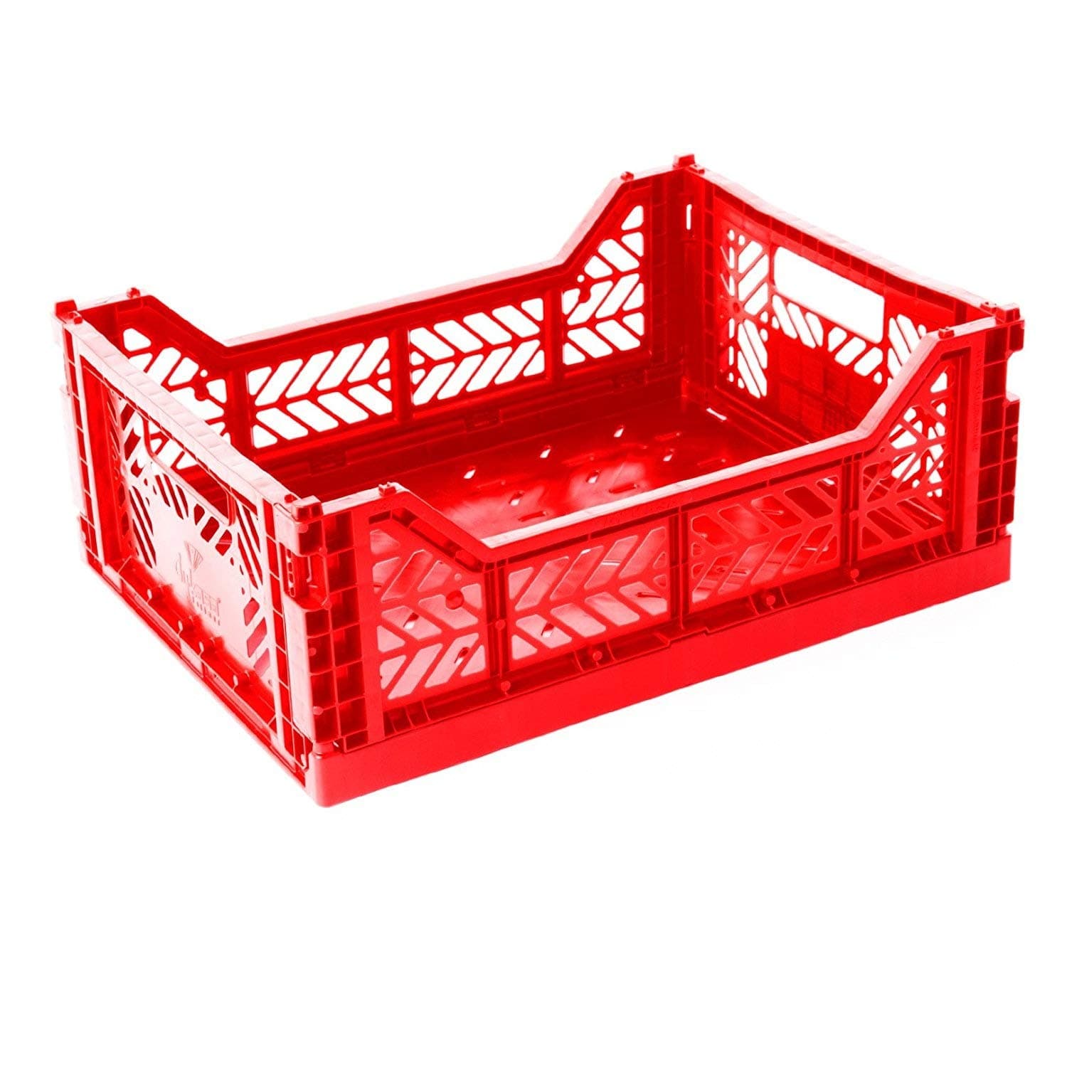 2 x AY-KASA - Midi-Box (RED) Collapsible Storage Bin Container Basket Tote, Folding Basket Crate Container : Storage, Kitchen, Houseware Utility Basket Tote Crate