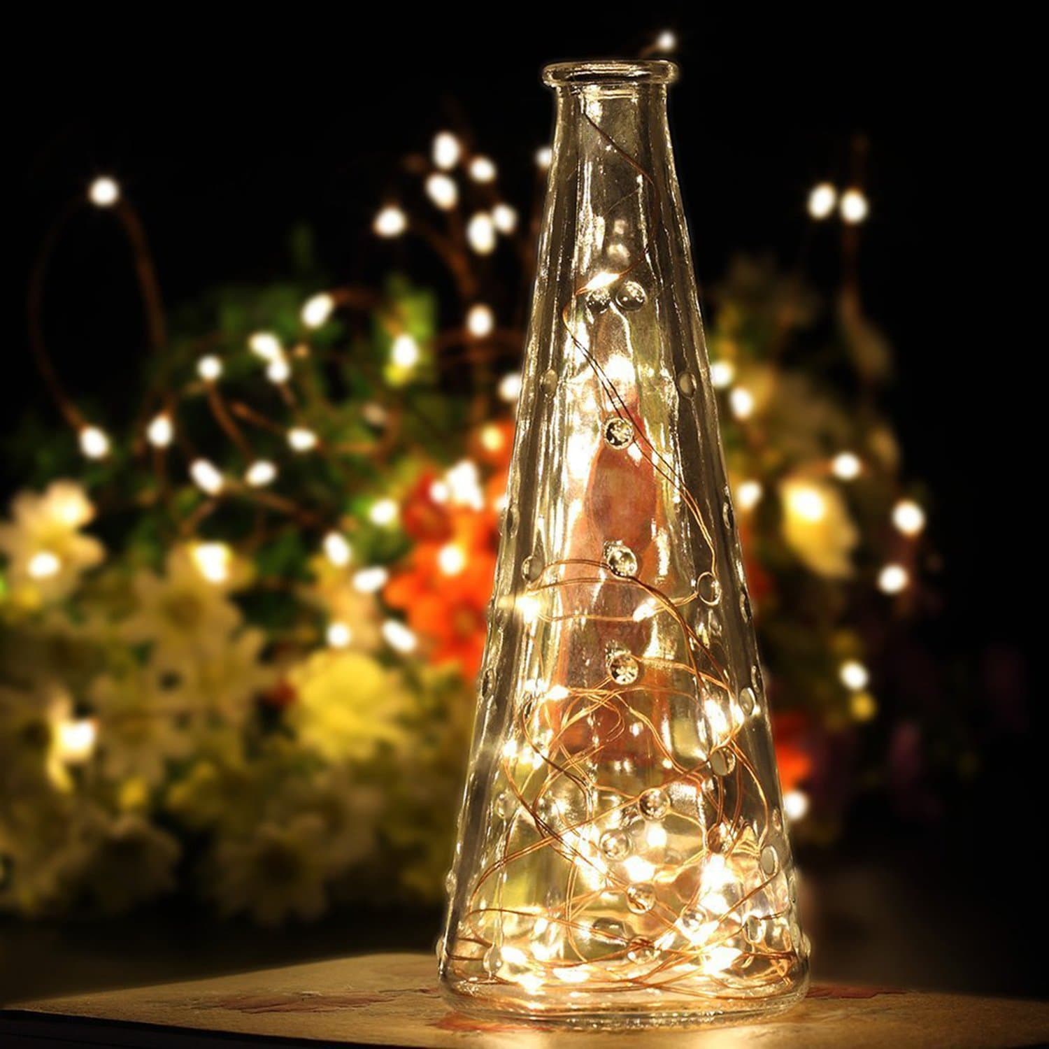 2 Pack LED Fairy Lights, 9.8ft 60LED String Lights Timer Warm White Copper Wire Lighting Waterproof for Outdoor/Indoor Bedroom Holiday Wedding Party Tree Centerpiece Bottle Decoration by DecorNova [Energy Class A+]